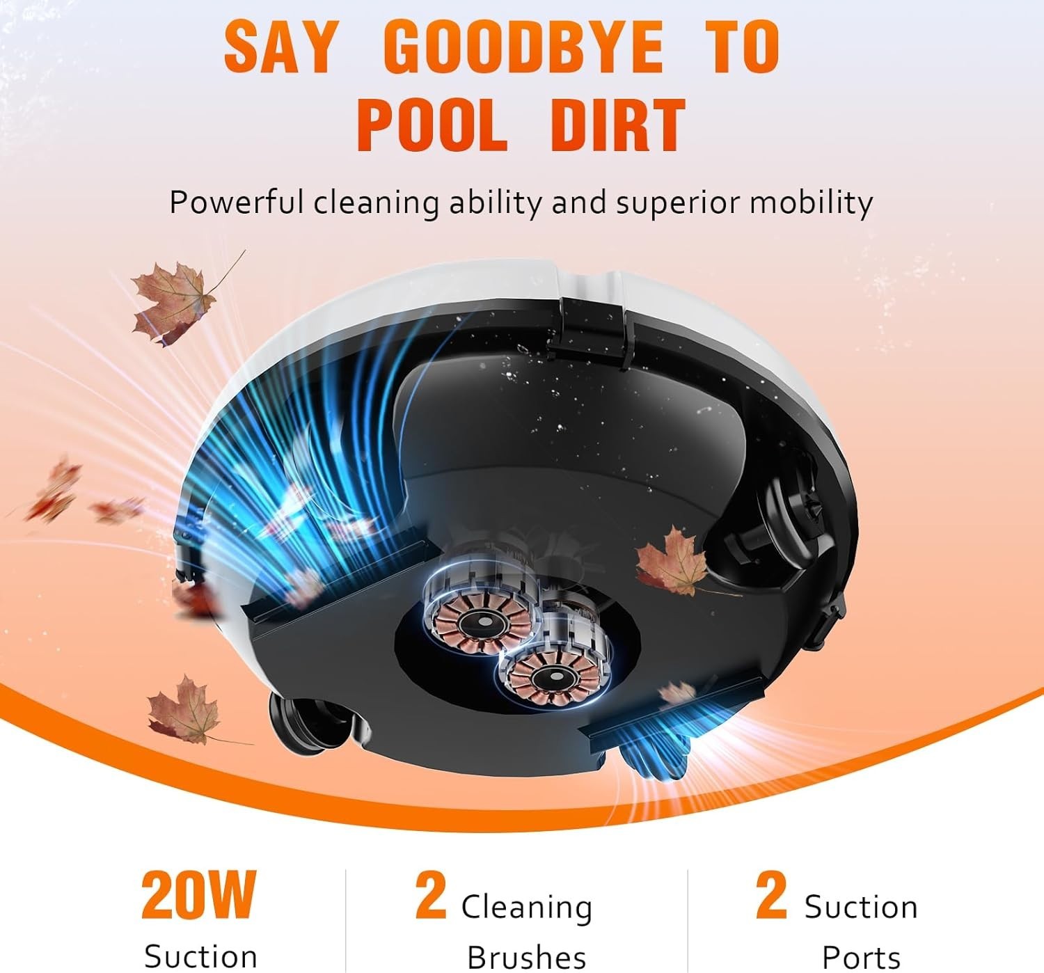 Pool Vacuum for Above Ground Pool, Cordless Robotic Pool Cleaner with 120 Mins R