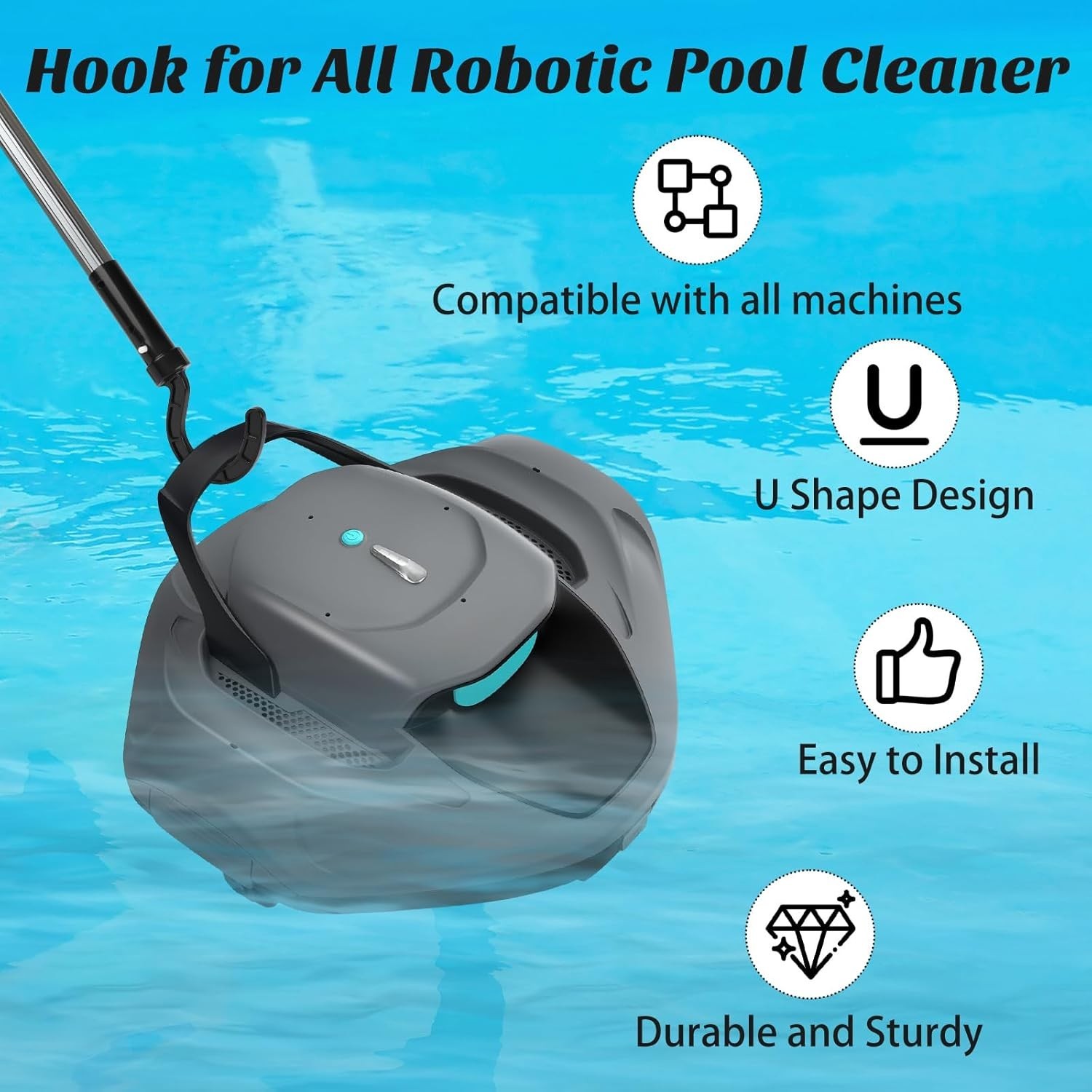 Durable Pool Cleaner Hook for Robotic Vacuums – Ideal for Above & Underwater