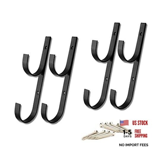 Swimming Pool Aluminum Pole Hanger Set, Black, 2-Pack (4 Hooks), for 2PK-Black