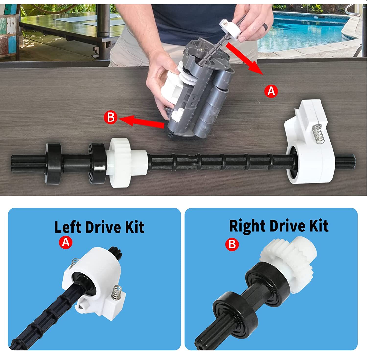 360289+360290 Left Right Drive Combo Set For Kreepy Krauly Warrior Pool Cleaners