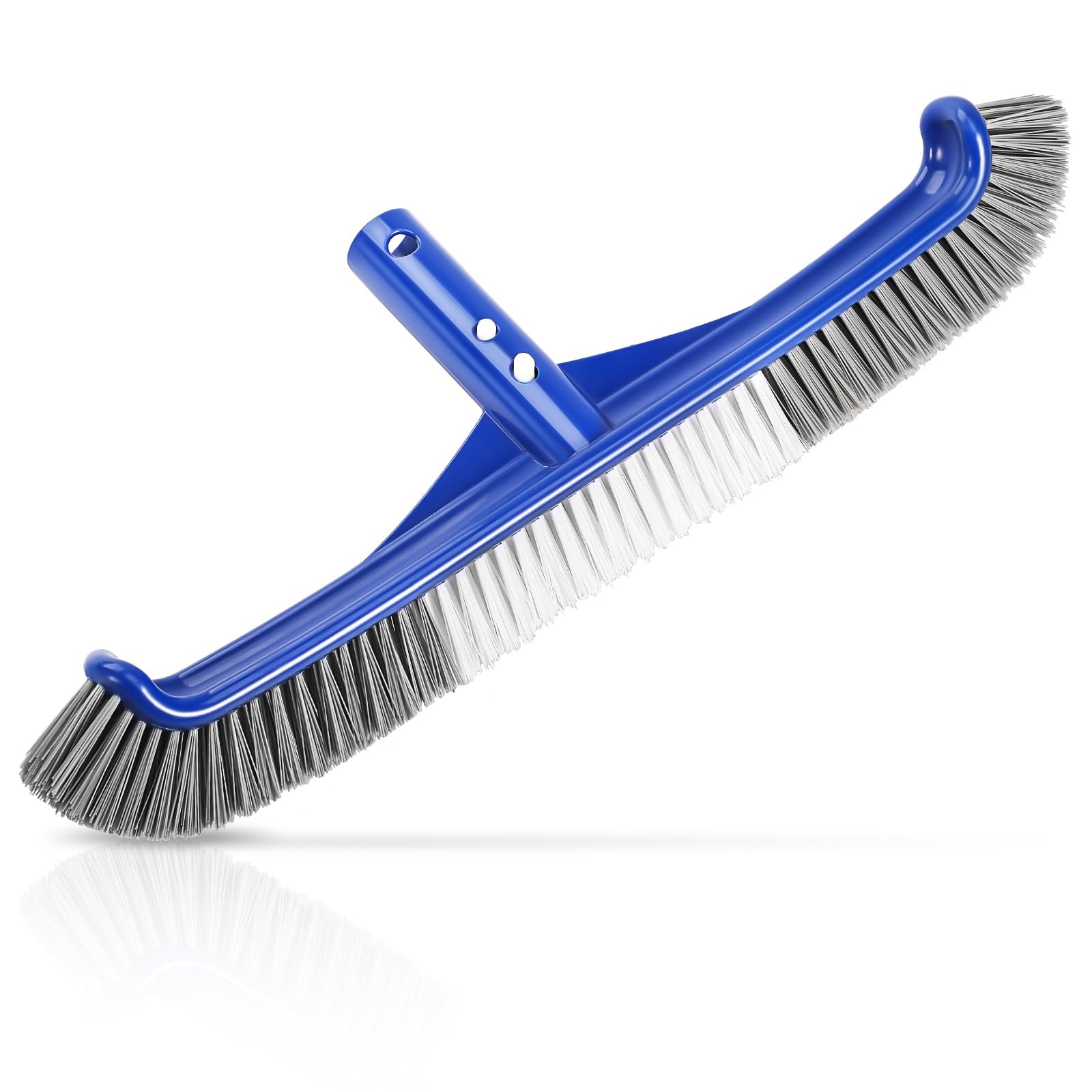 Pool Brush Head 17&Prime; Pool Brushes Cleaning Walls Curved Ends Nylon EZ Clip