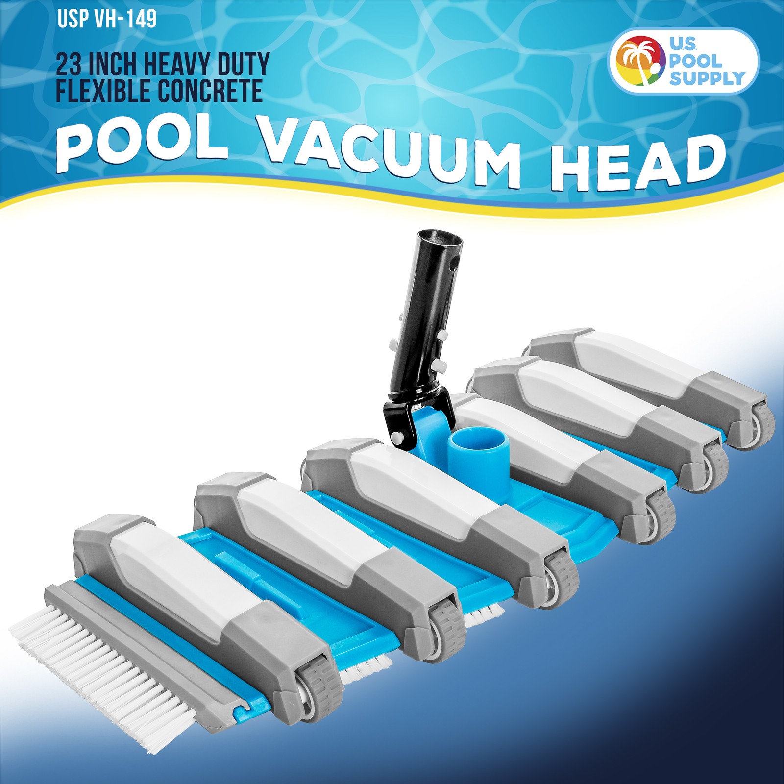 19&Prime; Pro HD Weighted Flexible Concrete Swimming Pool Vacuum Head Side Brushes