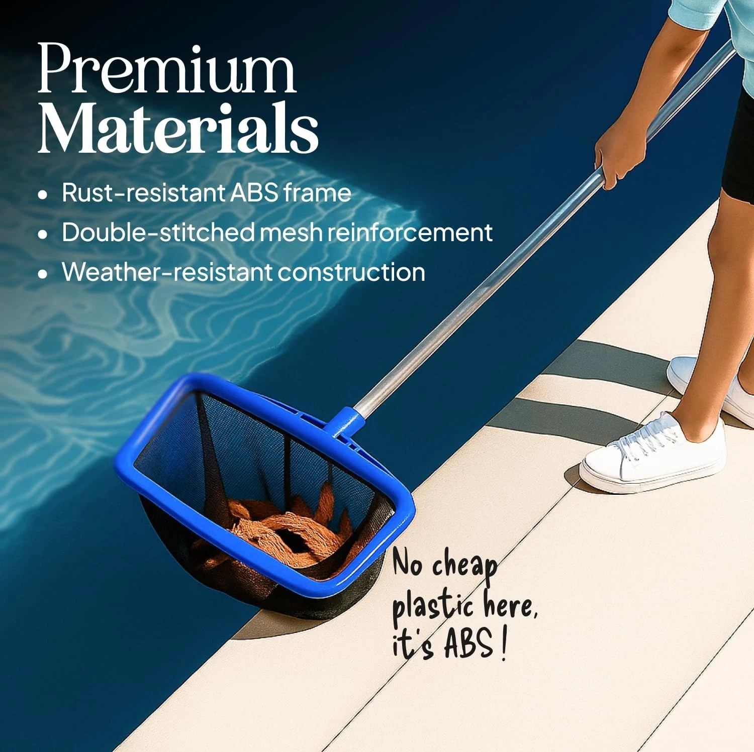 Heavy Duty Deep Pool Skimmer Net Fine Mesh Leaf Rake Cleaner Strong Frame 80 Cha
