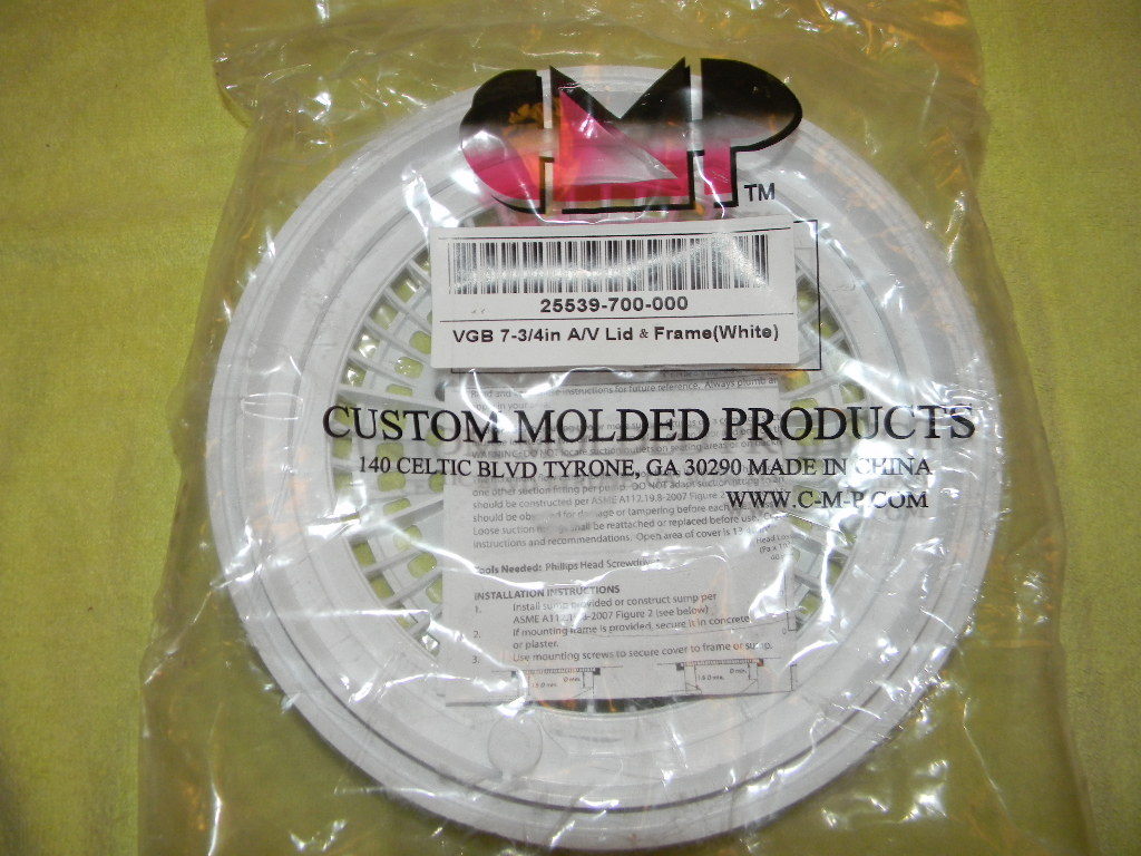 Custom Molded Products 25539-700-000 VGB 7 3/4&Prime; A/V Lid & Frame (White) Suction