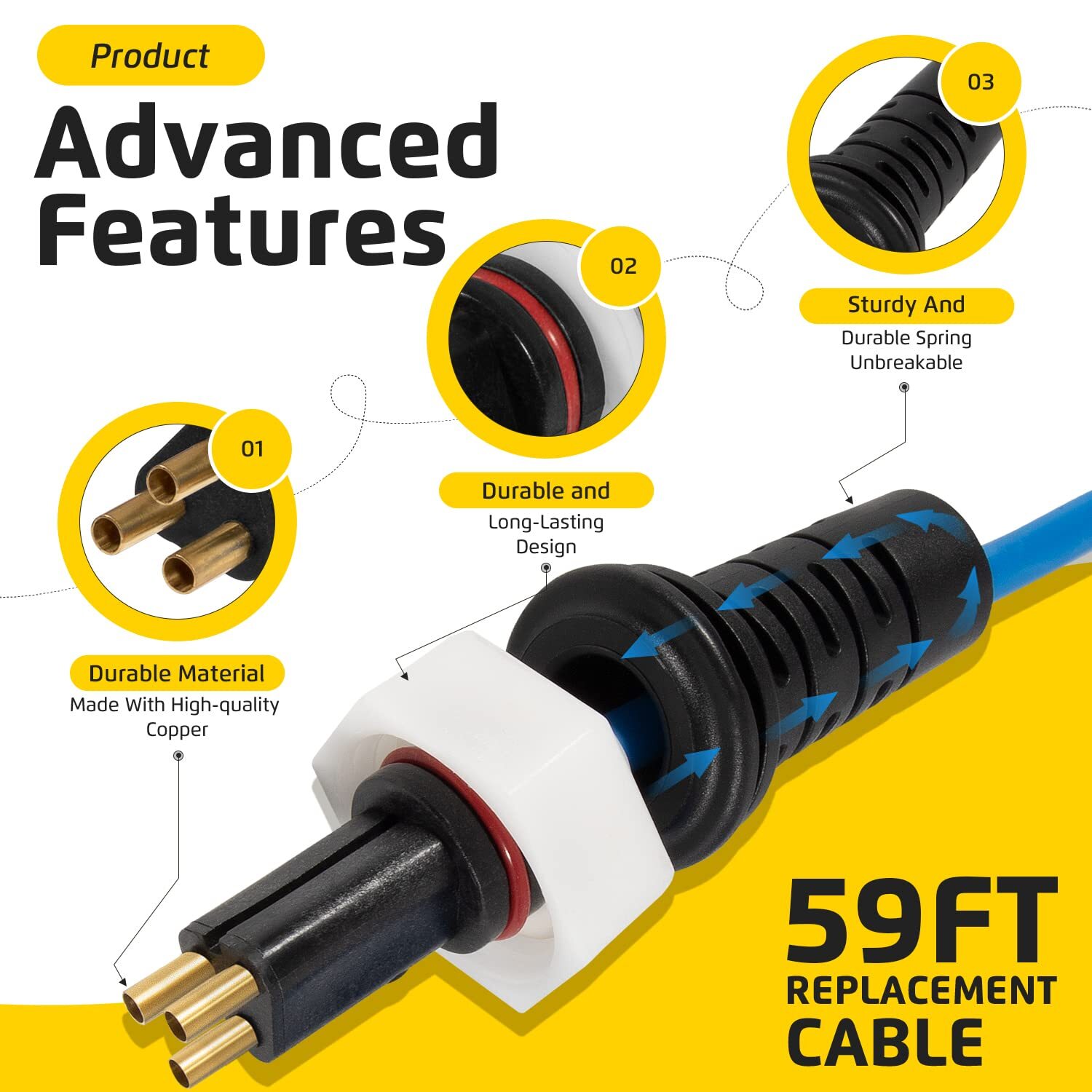 9995873 DIY Cable & Swivel 3 Wire for Dolphin M4, M5, C3, M400, M500 & Wave 65