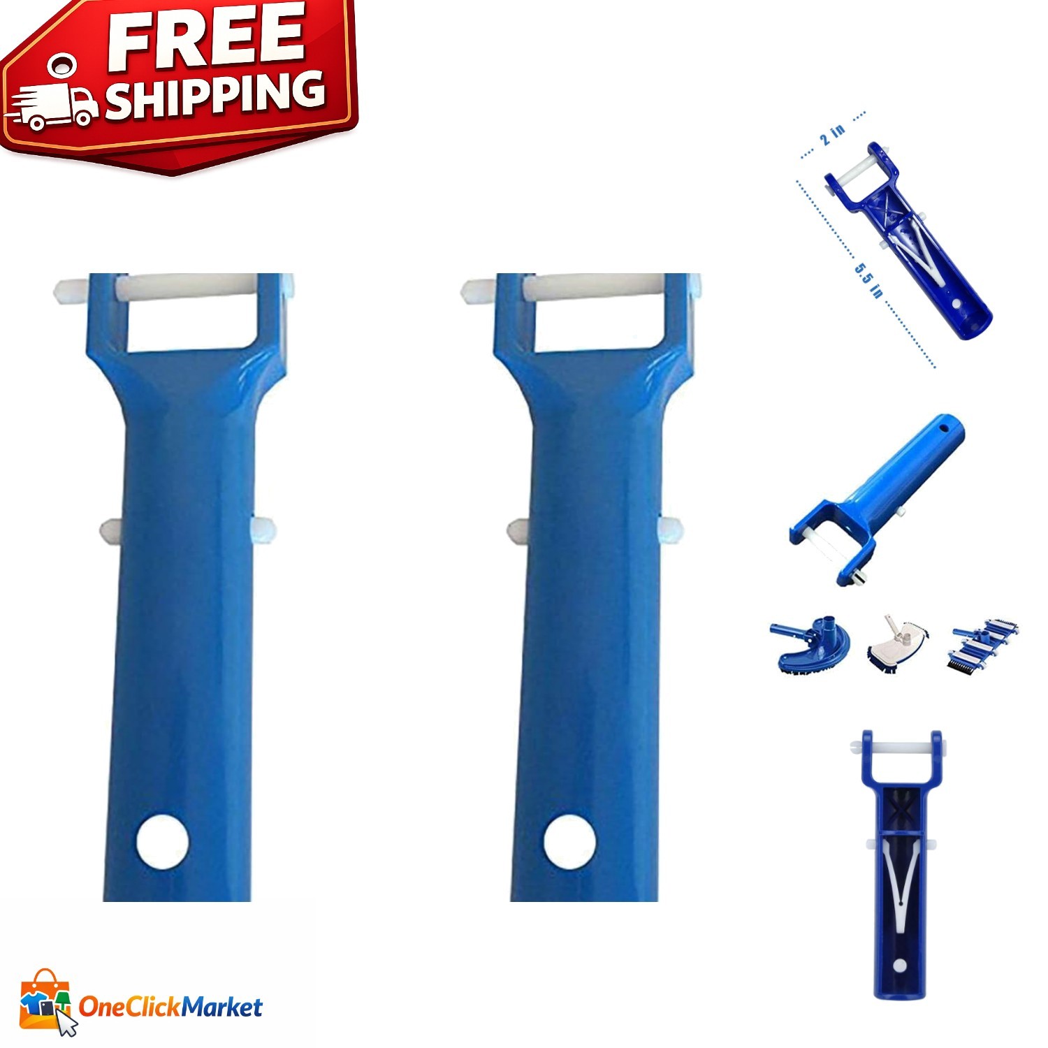 2 Pack Pool Vacuum Head Handle Replacement Kit – Blue & Durable