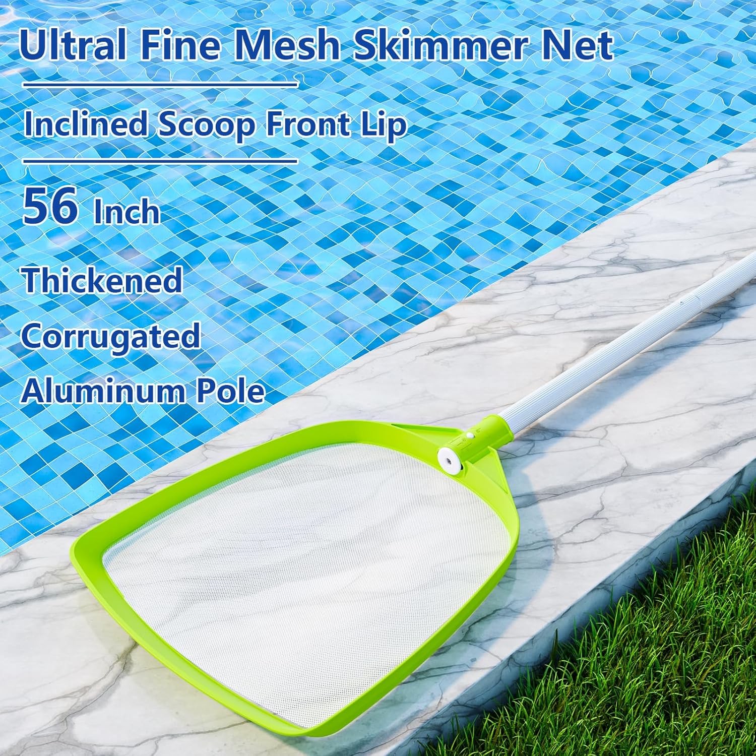 Pool Skimmer Net- Total Length 72 Inches Ultral Fine Mesh Rake with Pole,Accesso