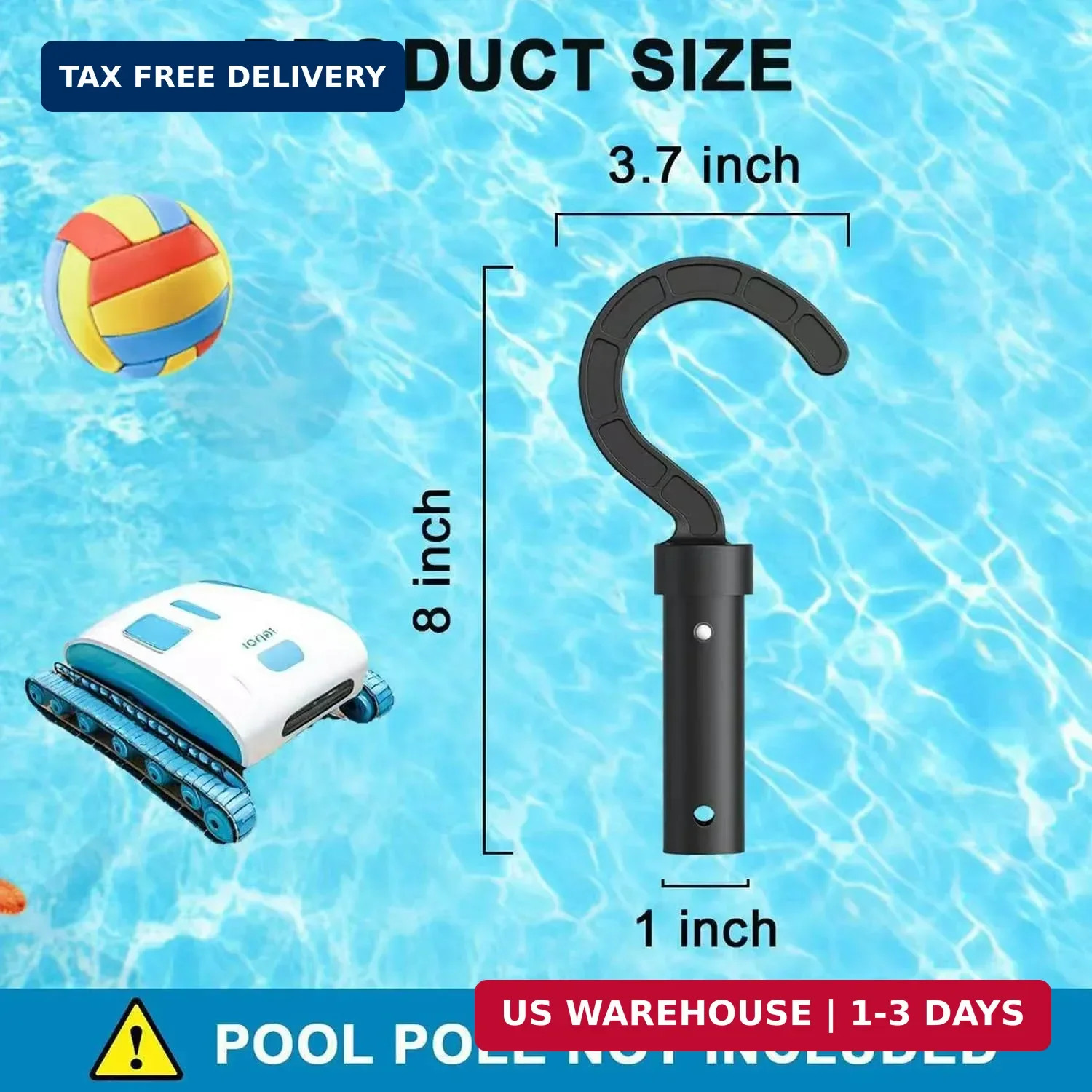 2 Pack Hook for All Robotic Pool Cleaner, Pool Hook for Telescopic Poles, for Po