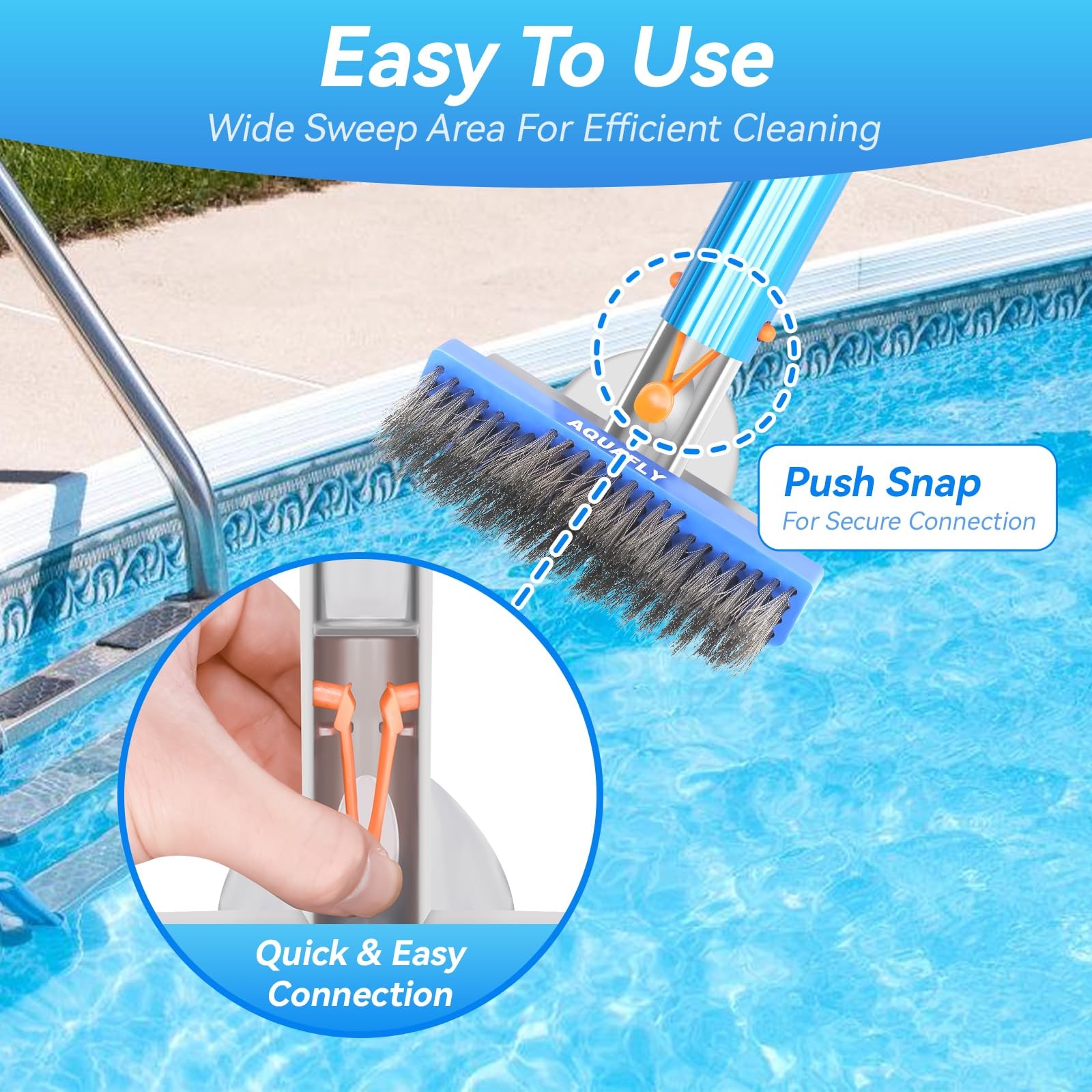 5Inch Stainless Steel Pool Brush for Concrete & Gunite Heavy Duty Cleaning