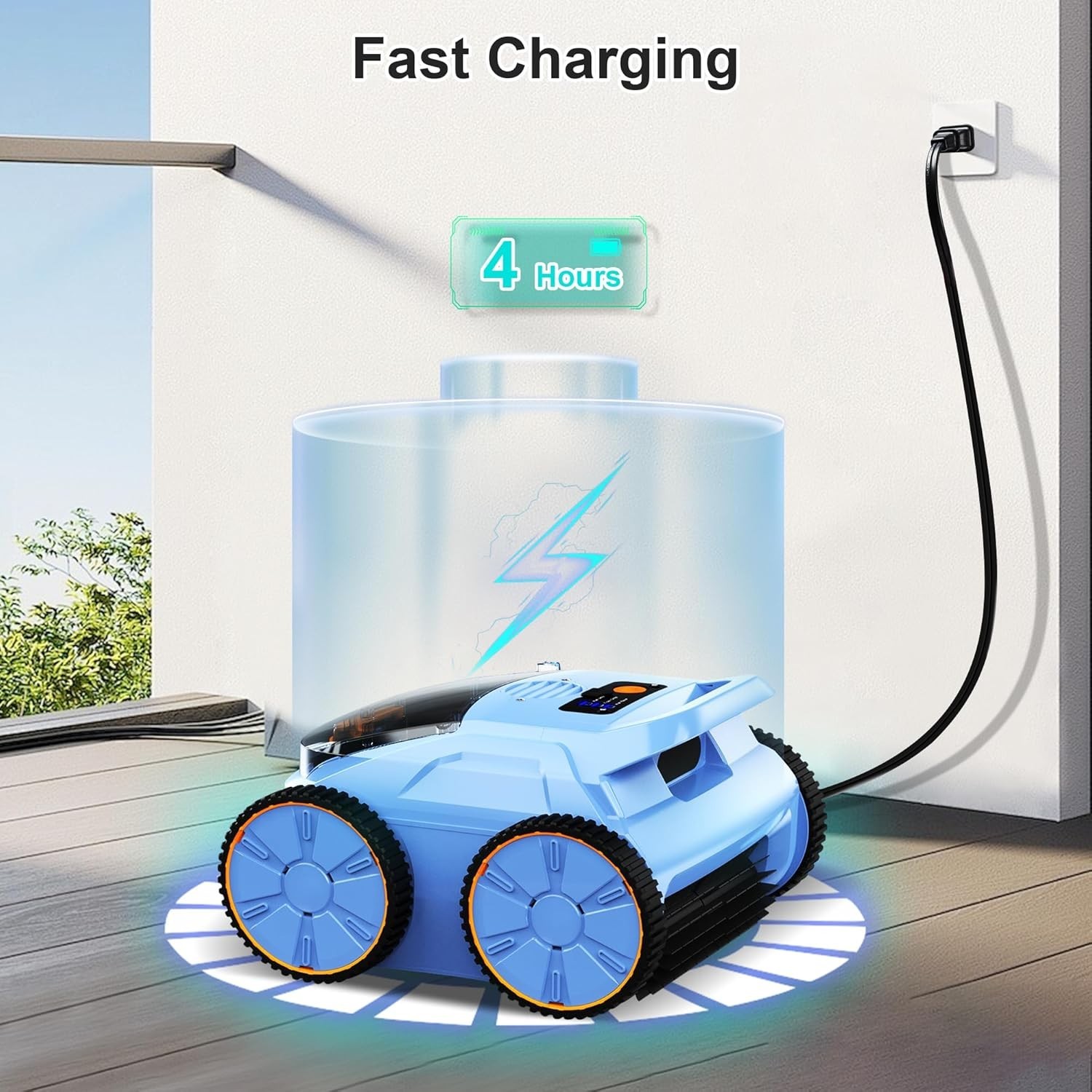 (2025 New) Zyerch Robotic Pool Vacuum, Cleaner for Inground Pools, Blue