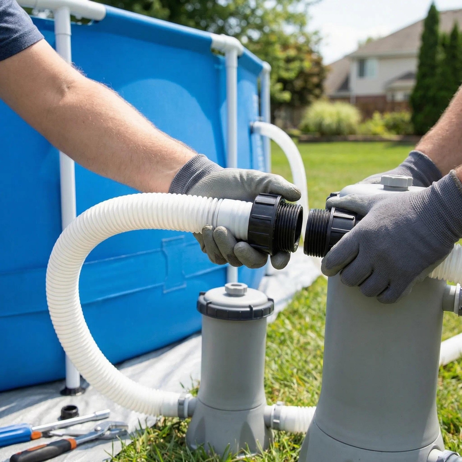 Pool Sand Filter Pump Hose – 16 inches long with a 1.5 inch diameter, ‎White