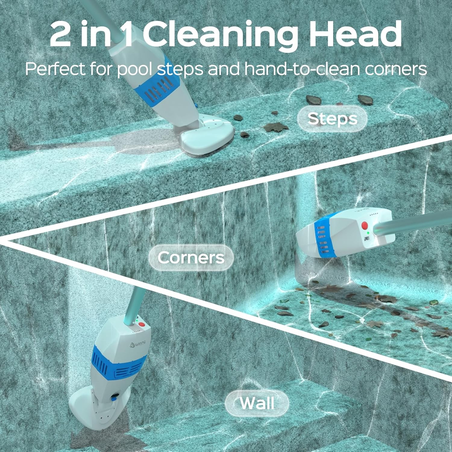 (2025 Upgrade) Cordless Rechargeable Pool Vacuum with 1548GPH Drak Blue