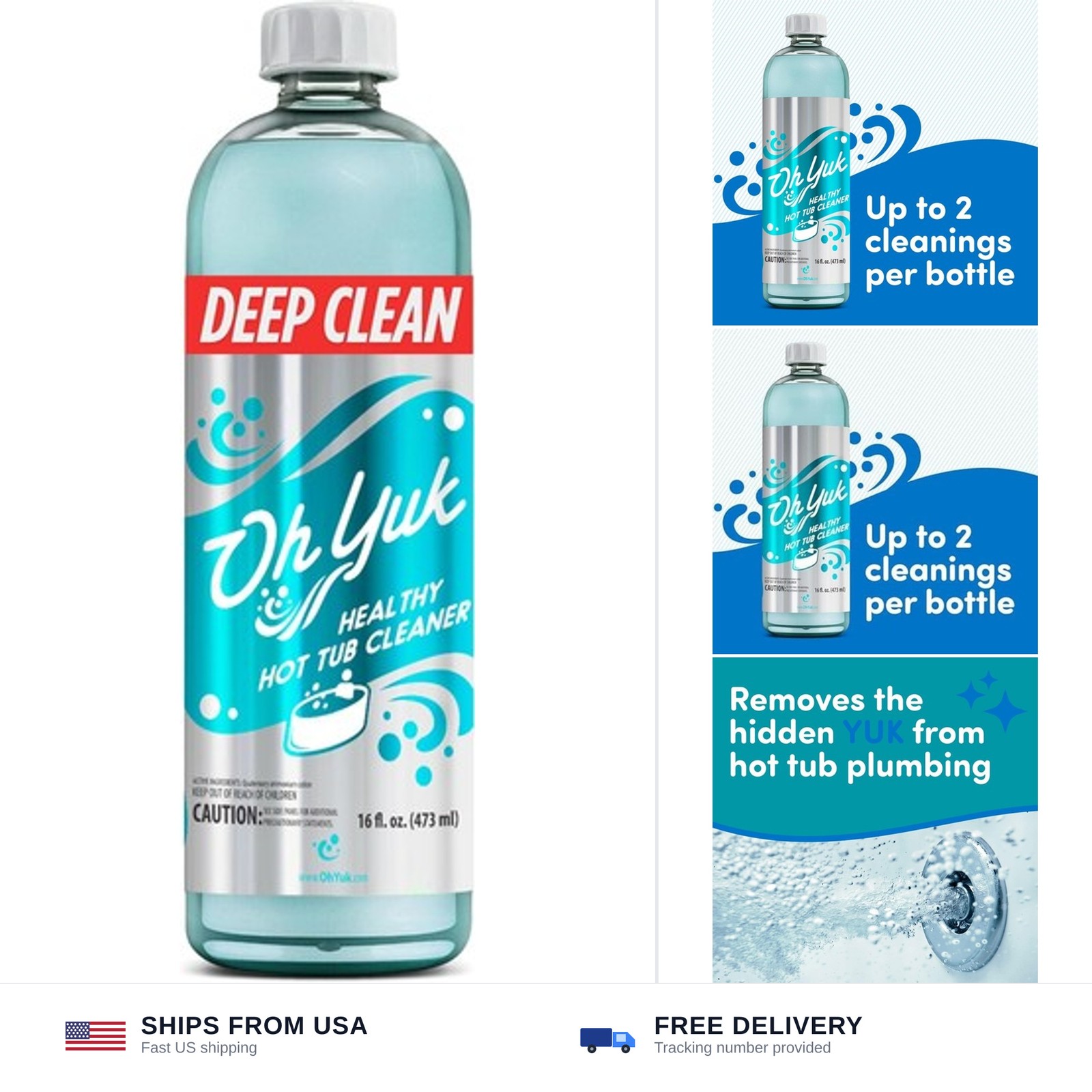 Oh Yuk Healthy Hot Tub Cleaner, Hot Tub Cleaner for Indoor and Outdoor Hot Tu…