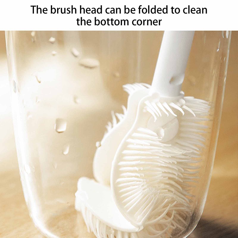 Bendable Cleaning Brush Cup Scrubber Glass Cleaner Kitchen Long Handle Brush
