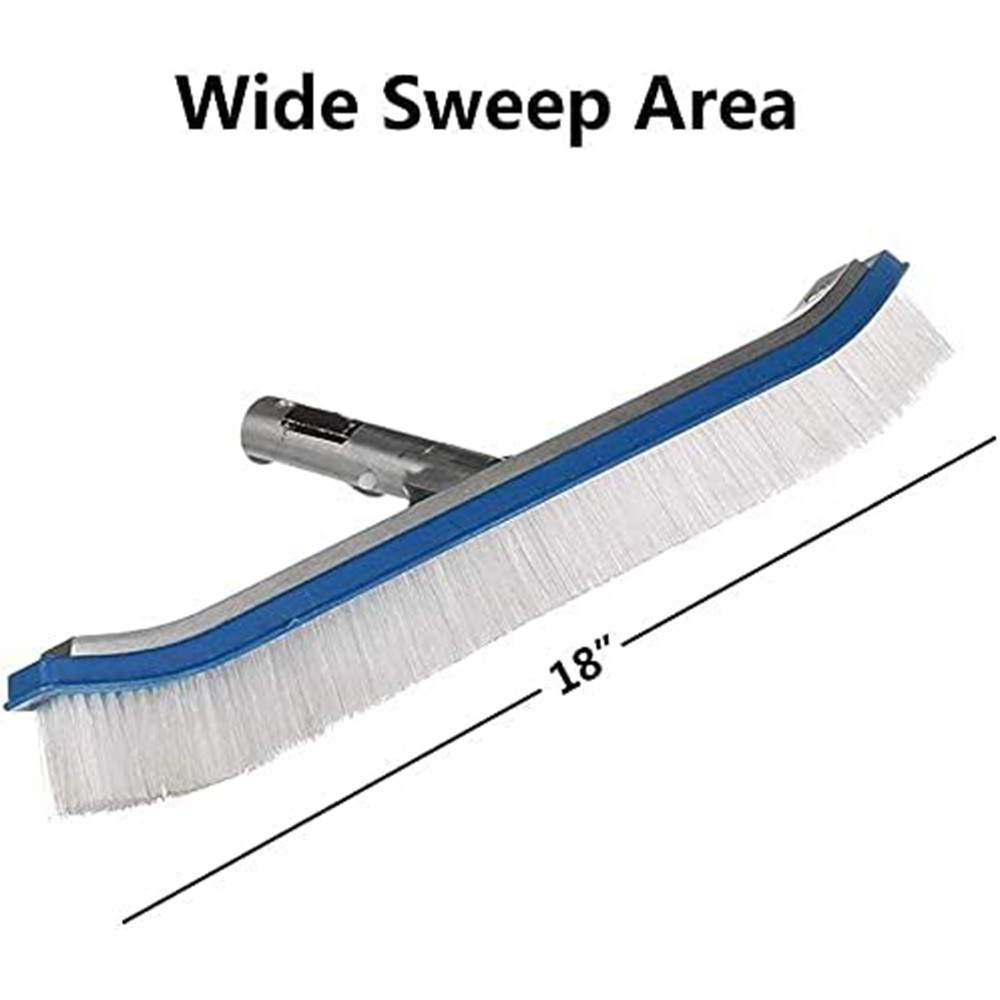 18in Swimming Pool Wall Brush High Cleaning Efficiency Tools Aluminum Handle