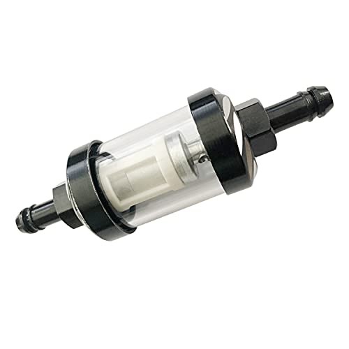 2pcs 5/16 inch 9747 Inline Fuel Filter With Clear View Glass And Chrome Hose