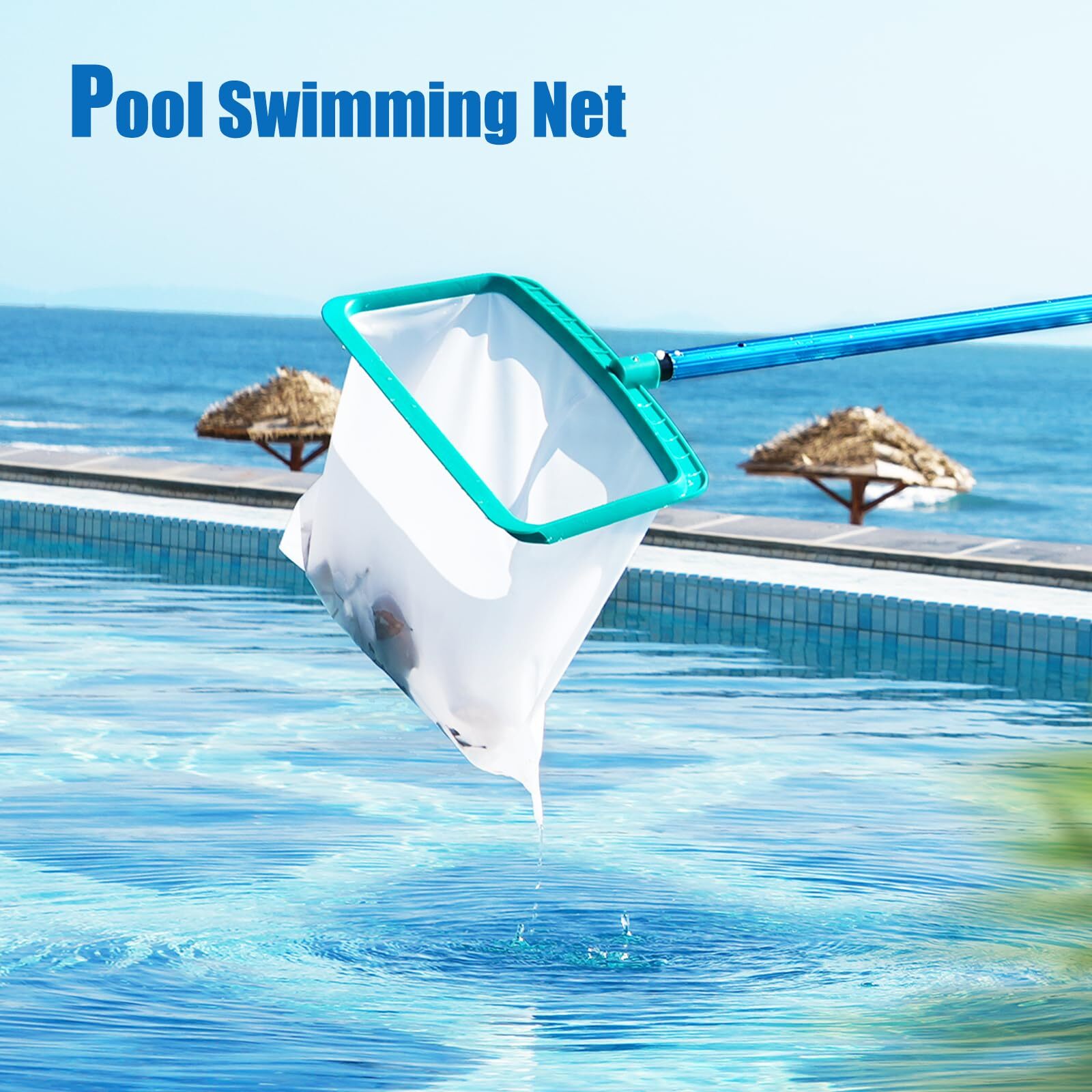 Red de piscina Bolsa profunda Skimmer de hojas Rastrillo de piscina Red de malla