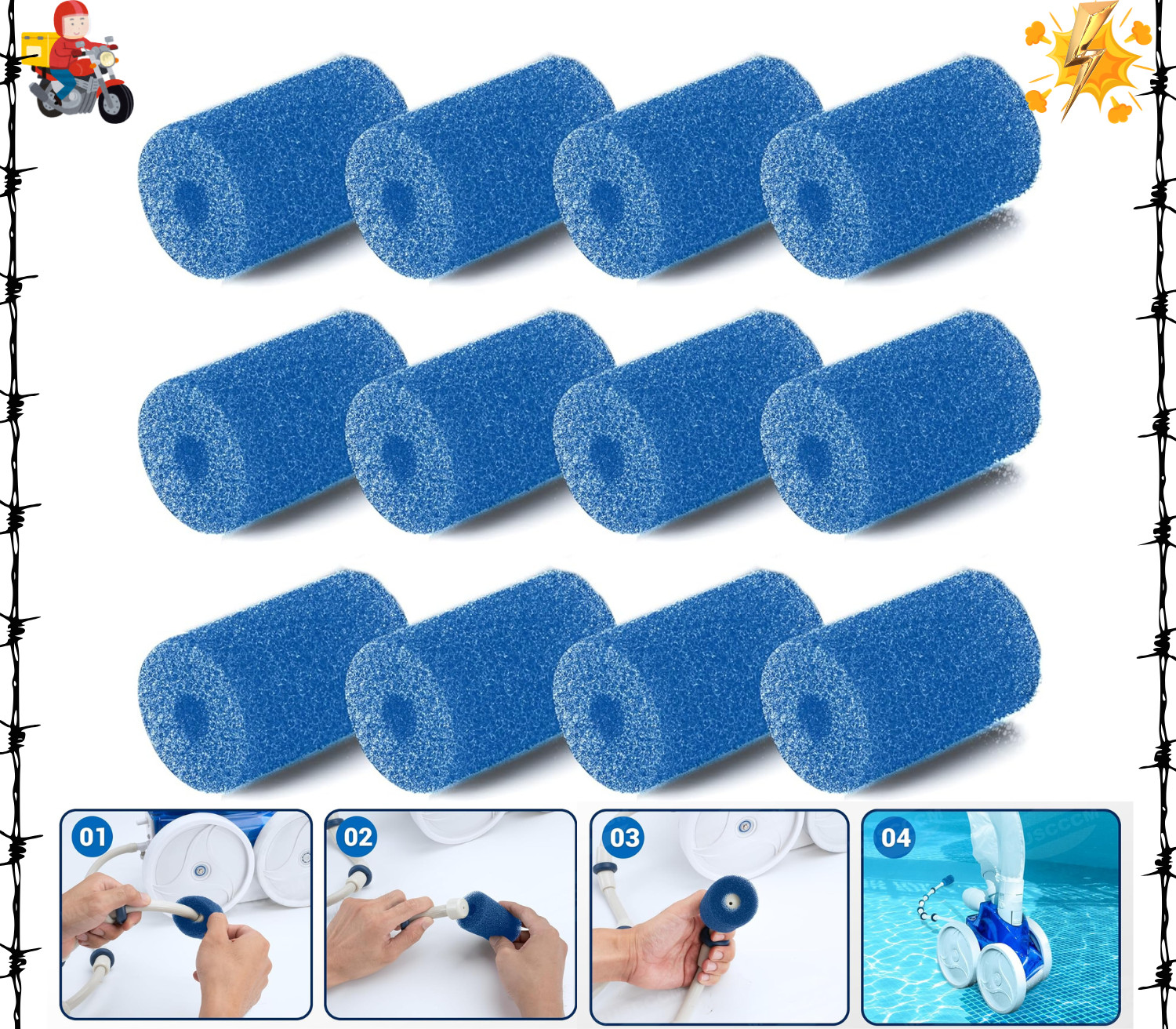 For Polaris Pool Cleaner Parts, 12 Pack Sweep Hose Tail Scrubbers Replacement fo