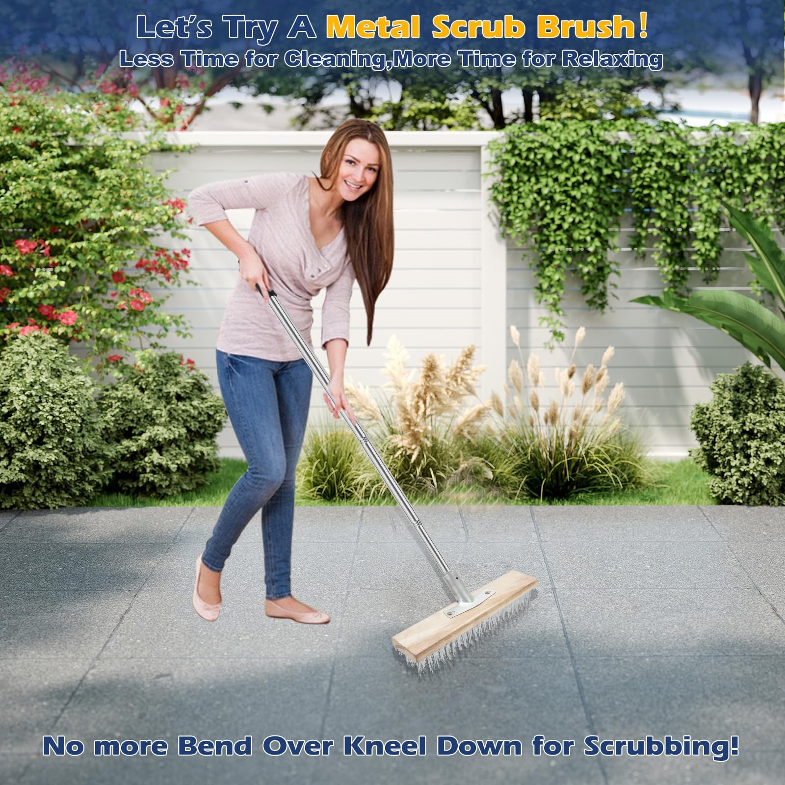Floor Scrub Brush, Deck Brushes for Scrubbing Heavy Duty, Concrete Scrubber O…