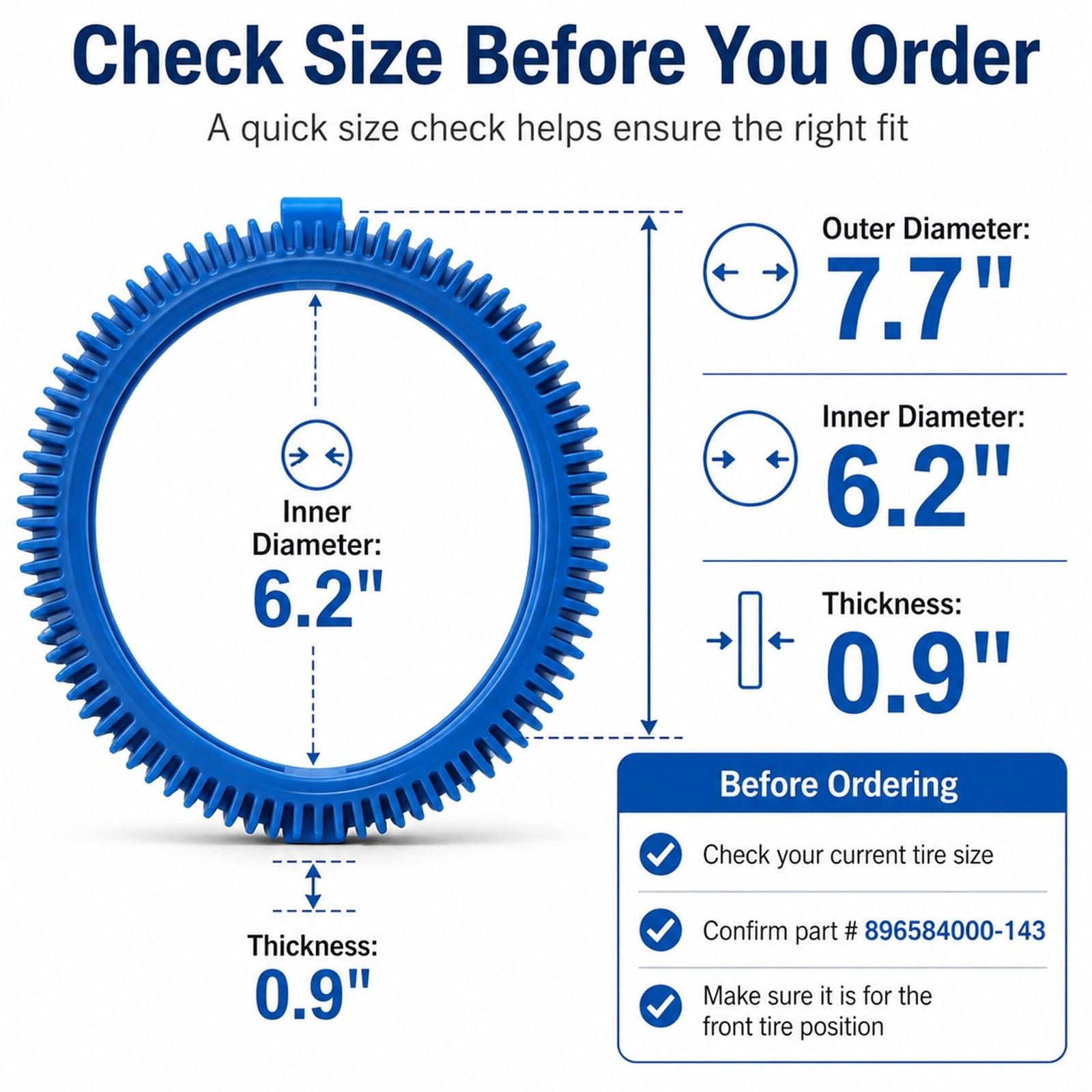 2 Pack 896584000-143 Blue Front Tire Kit with Super Hump, Compatible 7.7&Prime; OD