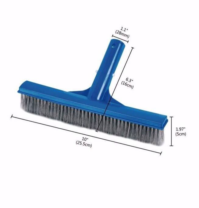 10&Prime; Swimming Pool Algae Wall Brush w/Stainless Steel Bristles, Plastic Handle