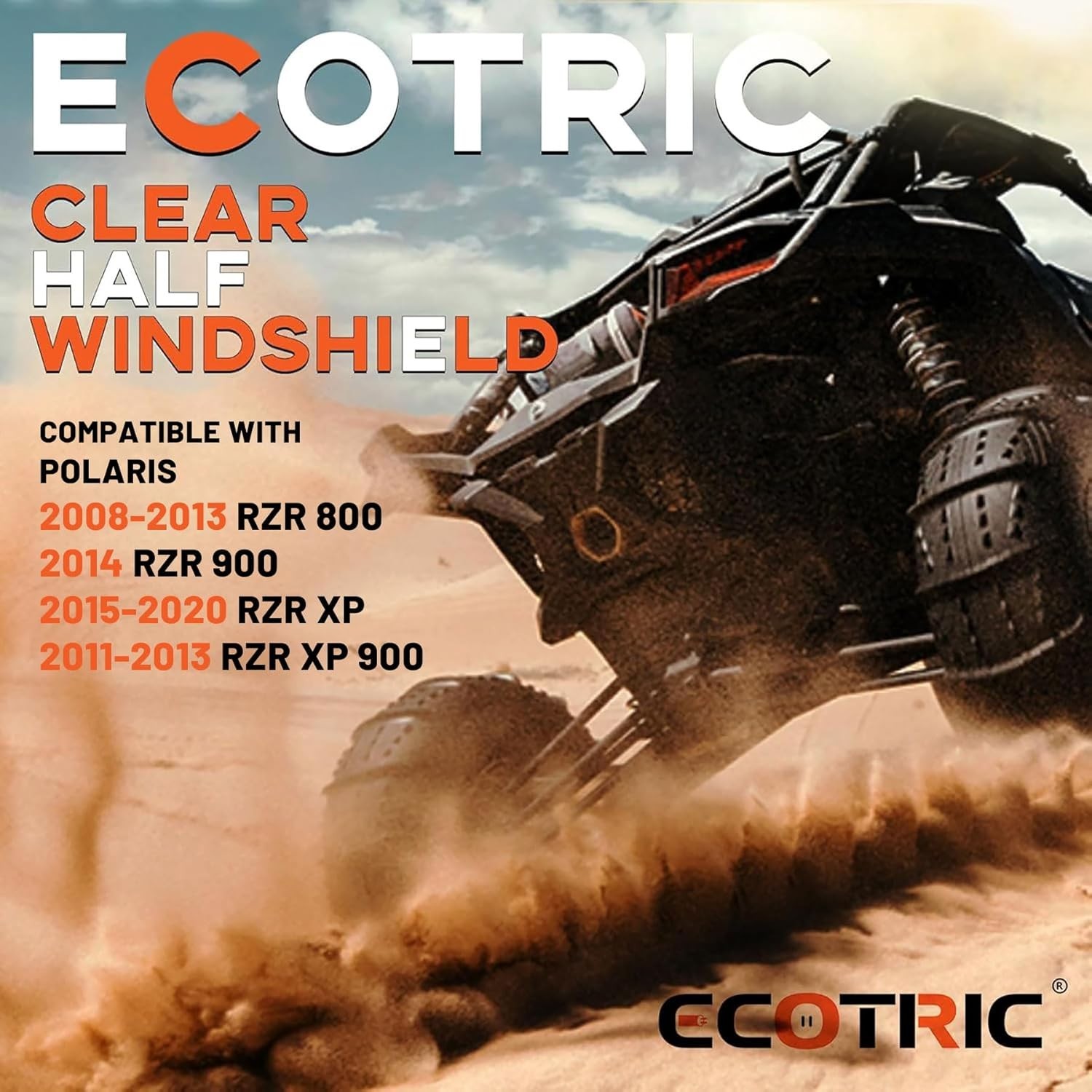 Clear Polycarbonate Half Windshield for Polaris RZR 800/900/XP Models