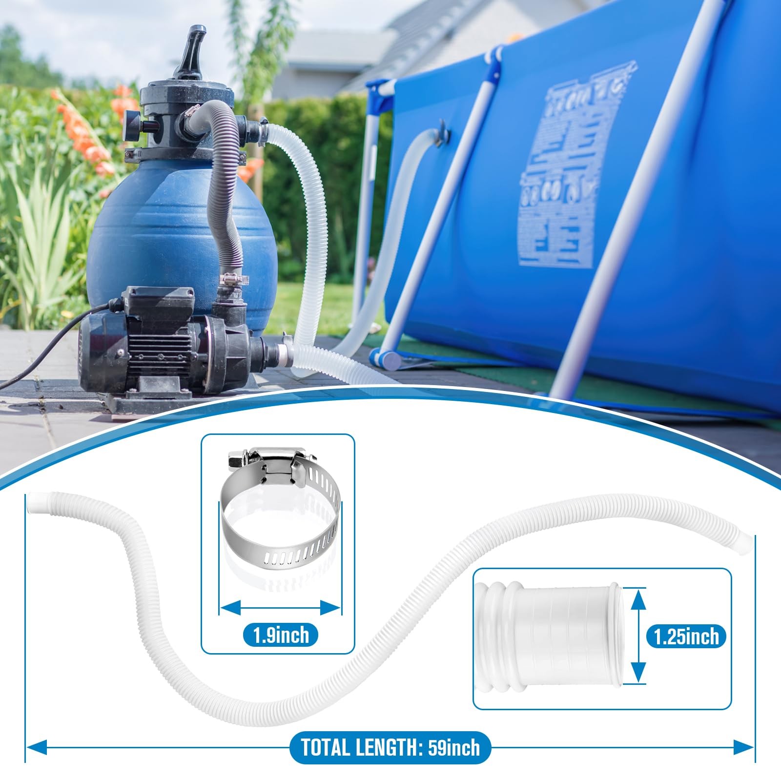 Luckyslycyc Pool Hoses For Above Ground Pools1.25 X 59 Inch Pool Filter