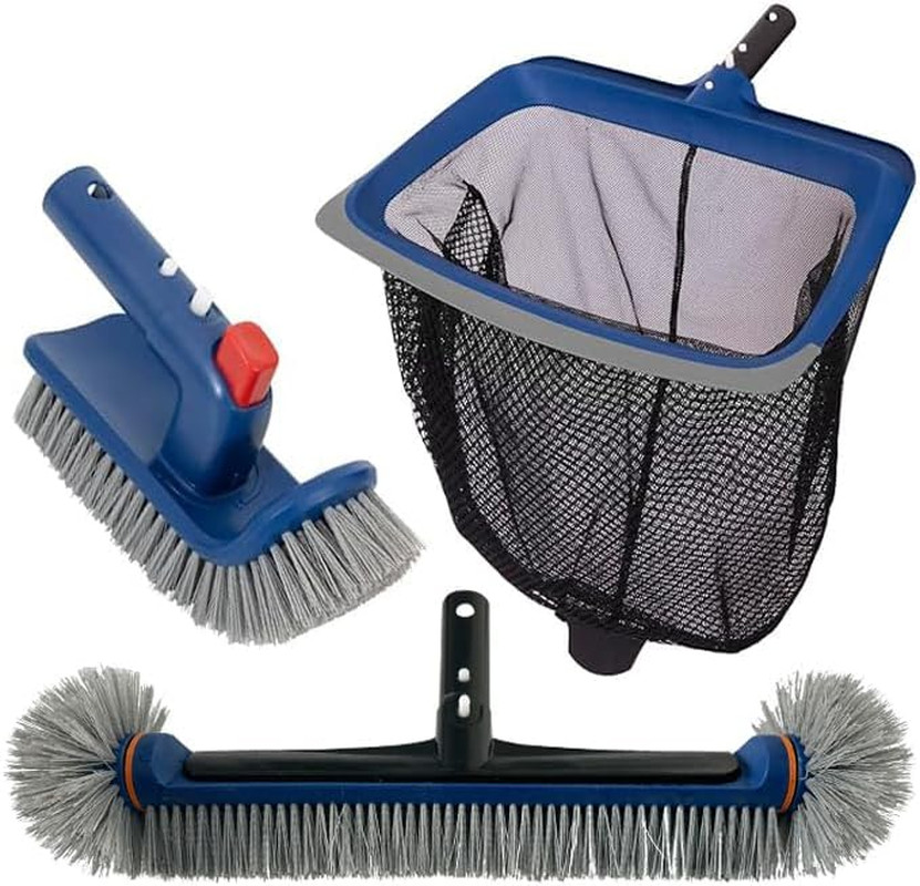 Deluxe Swimming Pool Cleaning Kit Including Pool Skimmer Net with Rubber Edge, 1