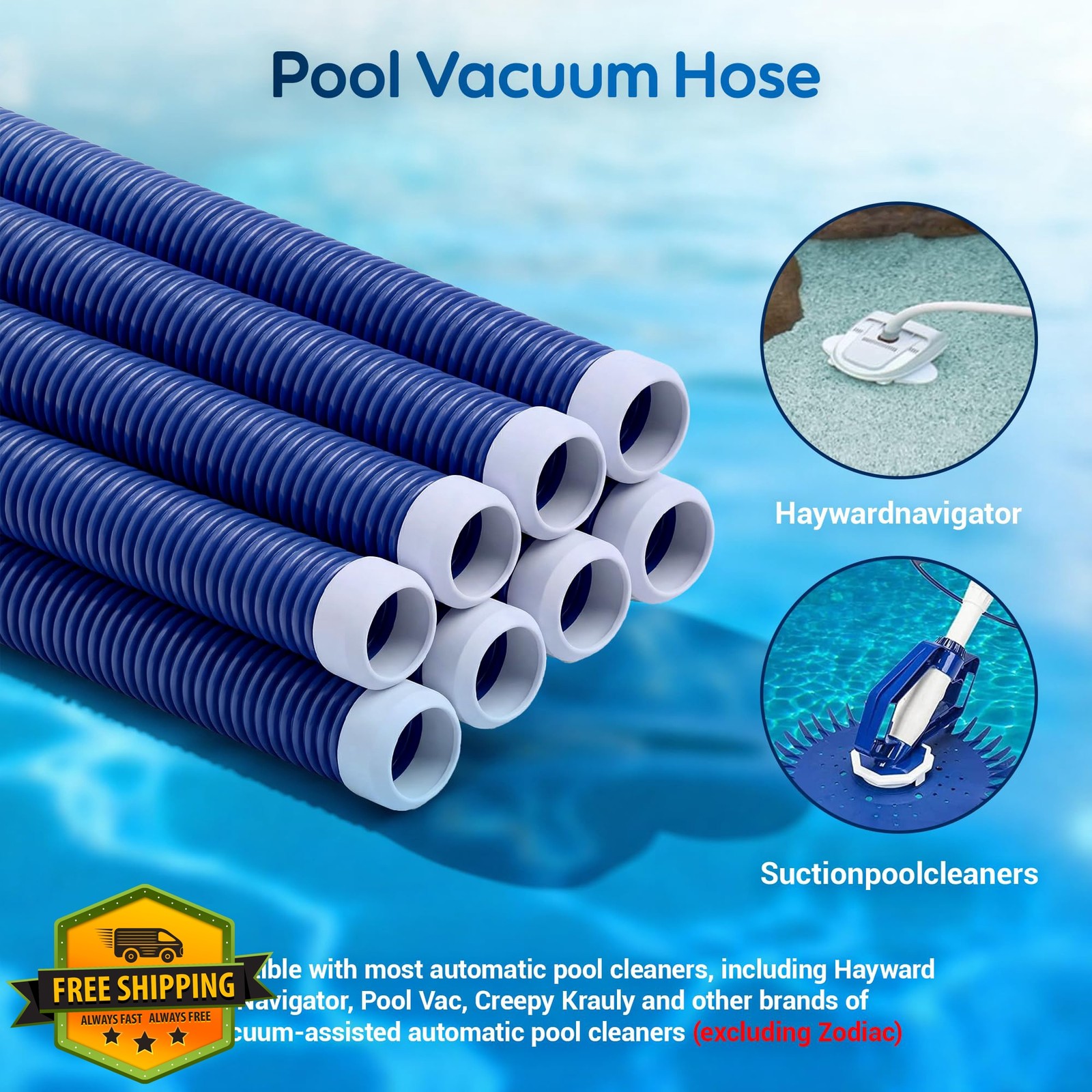 MUSCCCM Pool Vacuum Hose 1.5&Prime; Blue Set