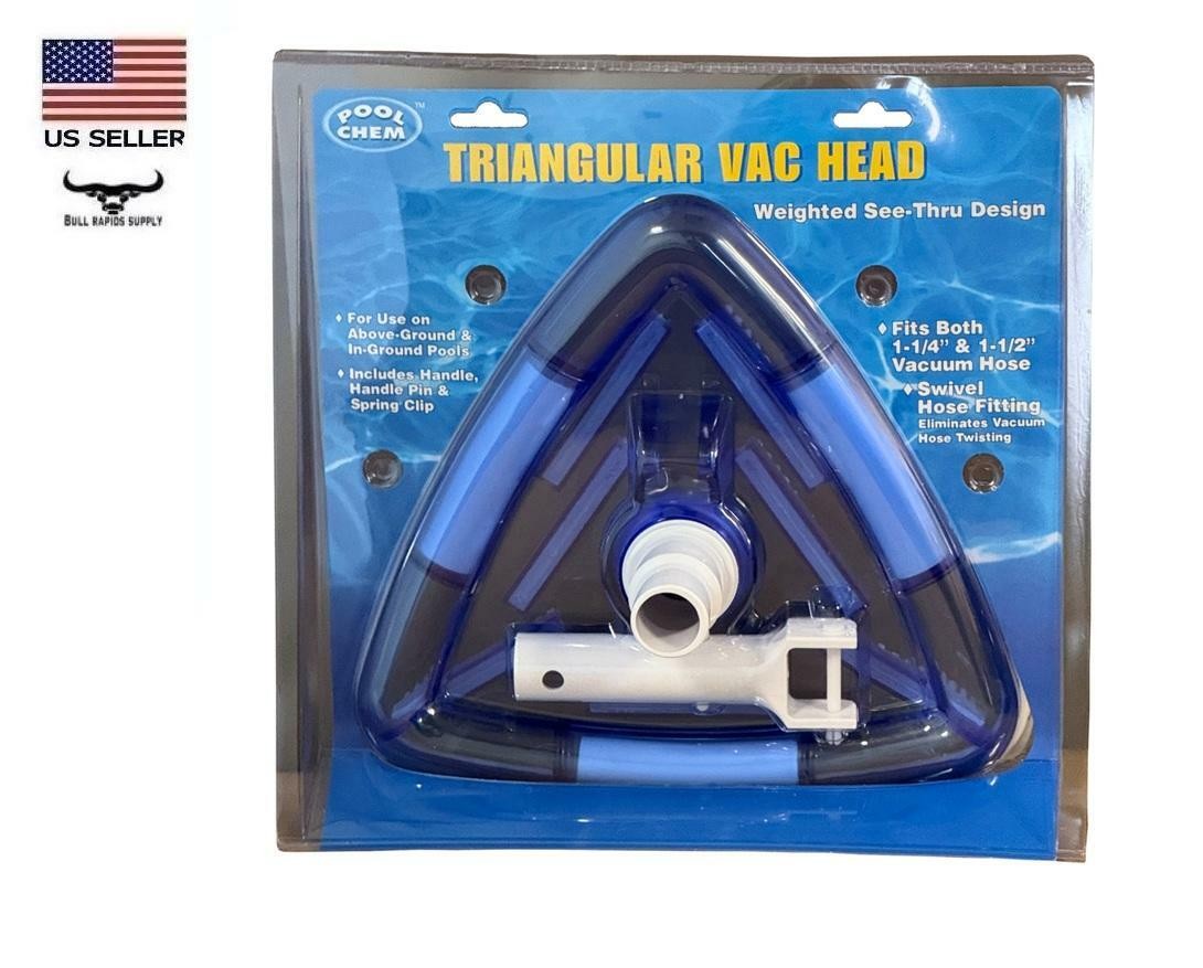 Weighted Clear Triangle Head Pool Vacuum Swivel Fitting 1-1/4&Prime; & 1-1/2&Prime; Hose Fit