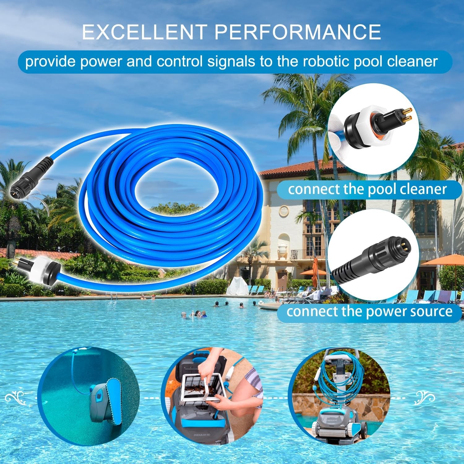 99958903-DIY Cable Cord 2-Wire 60FT Fits Dolphin Pool Cleaner S200, Active 20