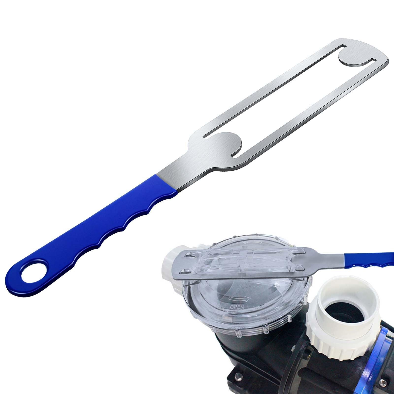 Pool Pump Lid Removal Tool with Handle Grip, Upgraded Metal Blue