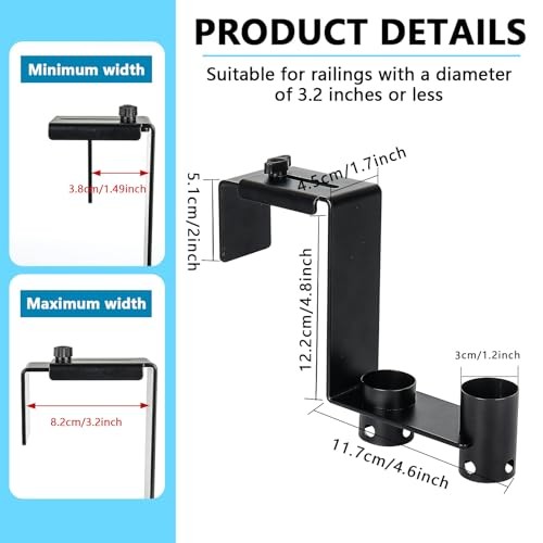Lettry 2 Pcs Pool Fence Hooks, Pool Tool Organizer, for Adjustable 2pcs Black