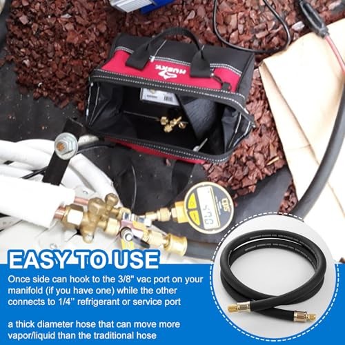 1/2&Prime; Diameter HVAC Vacuum Hose, 60 » HVAC Vacuum Refrigerant Charging Hose