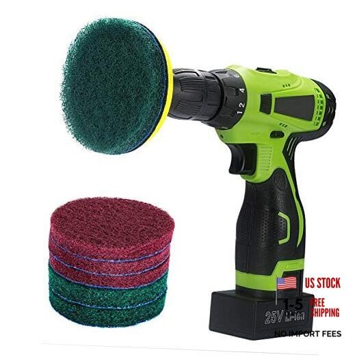 Drill Power Brush Tile Scrubber Scouring Pads Cleaning Kit, Includes 4 Inch