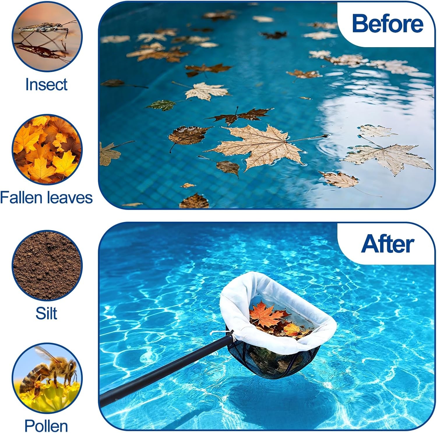 3 Pcs Pool Fine Mesh Net Bag Replacement 26×22 Inch Adjustable Ultra Fine Mesh