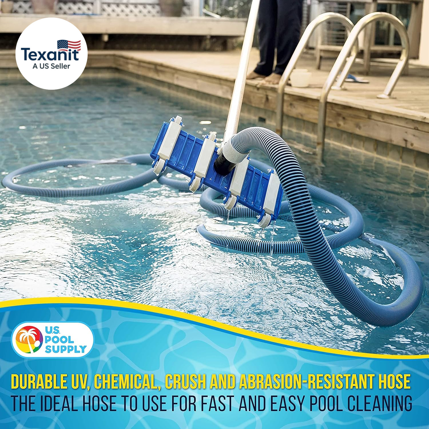Pool Vacuum Hose – 1-1/2&Prime; X 50&prime; Professional Heavy Duty Pool Hose for Inground,