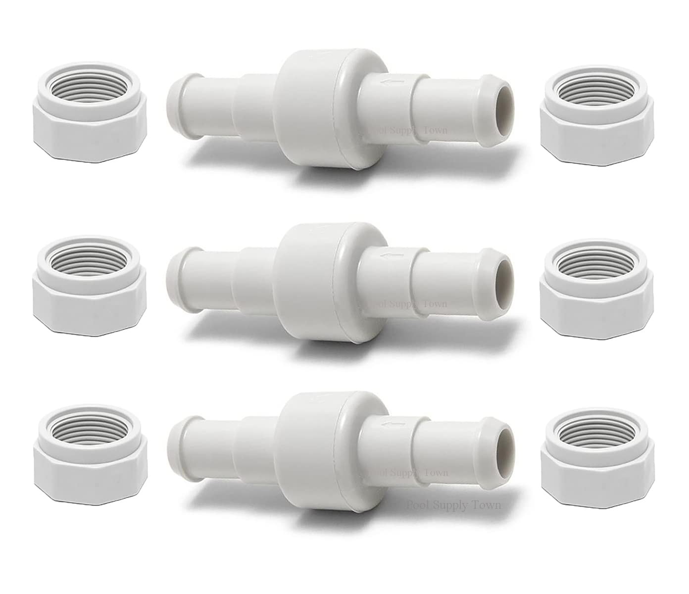 280, 380, 180 Pool Cleaner Hose Swivel D20 and Hose Nut D15 Combo Kit 3 Pack