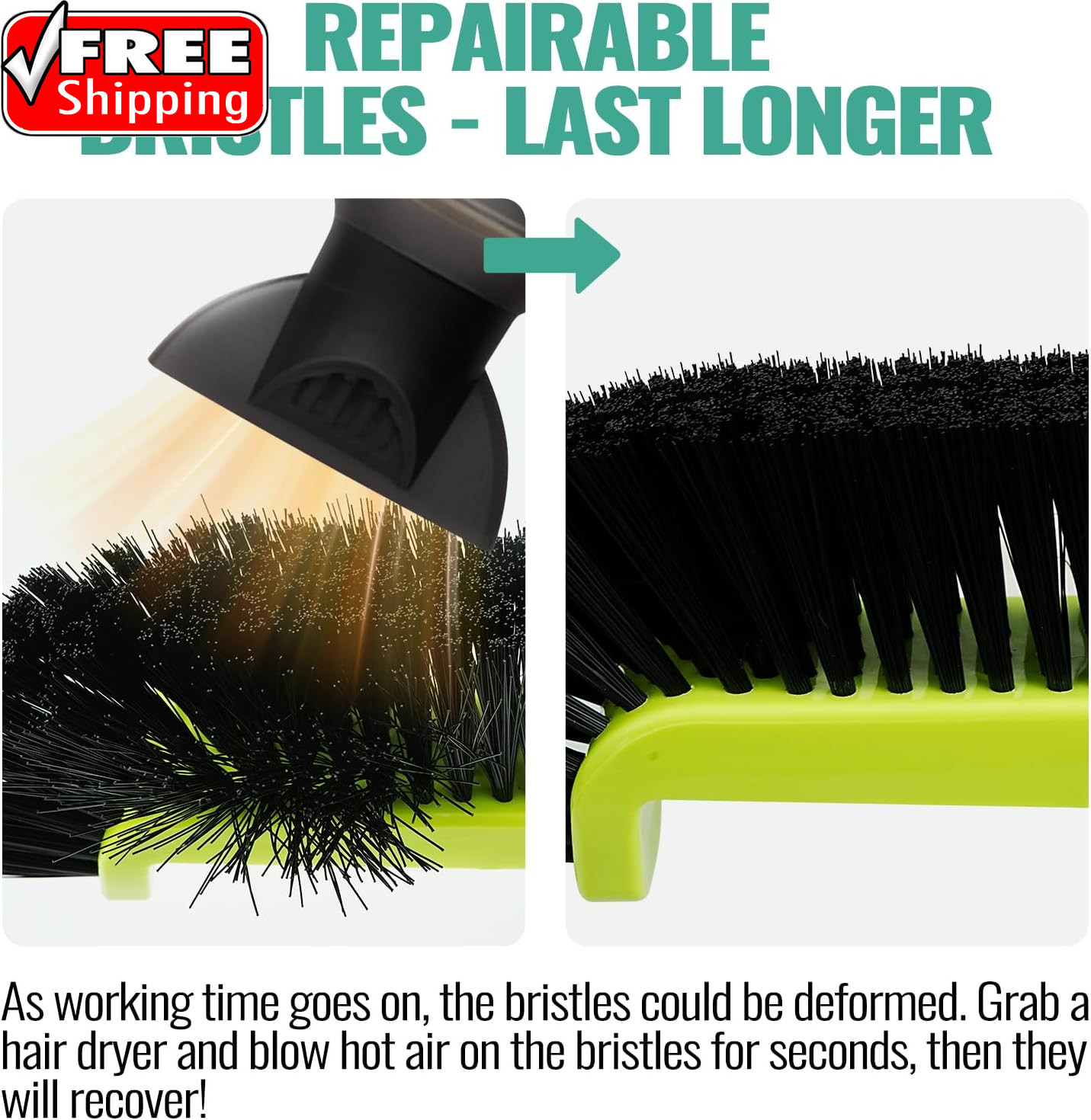 18&Prime; Pool Brush Head for Cleaning Swimming Pool Walls, Curved Ends High-Efficienc