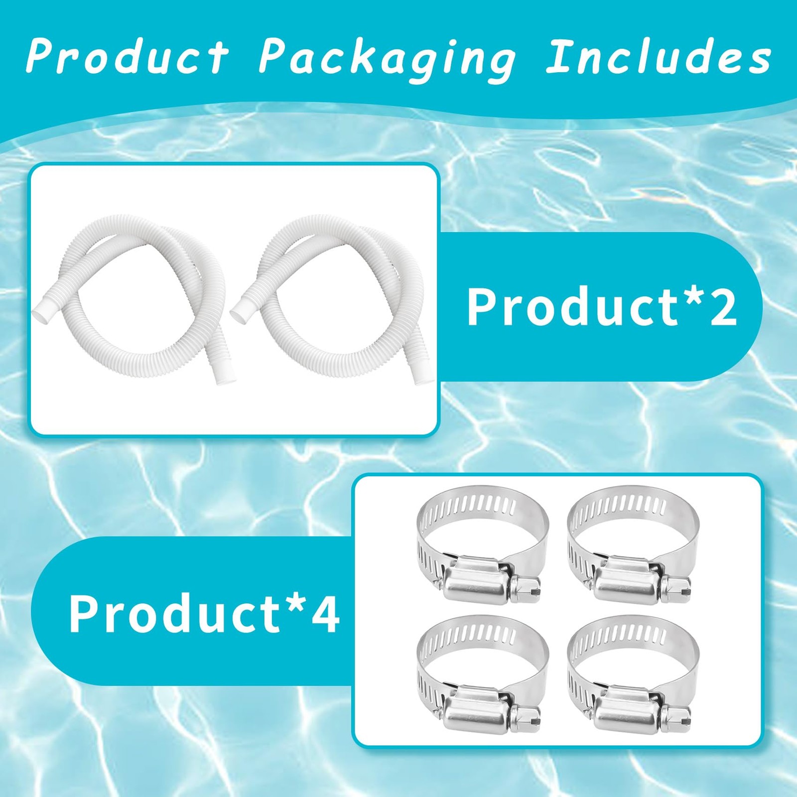 Ubante 2 Pack 1-1/4 Inch X 3Ft Foot Long White Above Ground Pool Flex