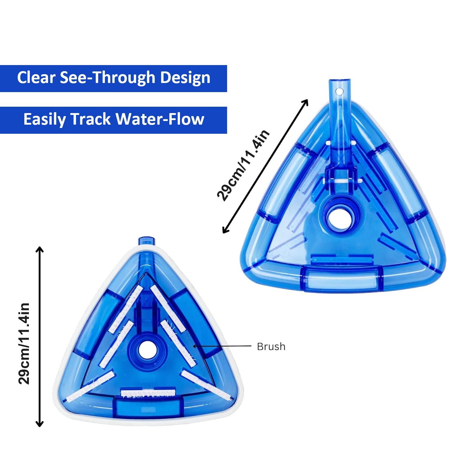 11.4&Prime; Weighted Transparent Triangular Pool Vacuum Head w/ Swivel Hose Connection