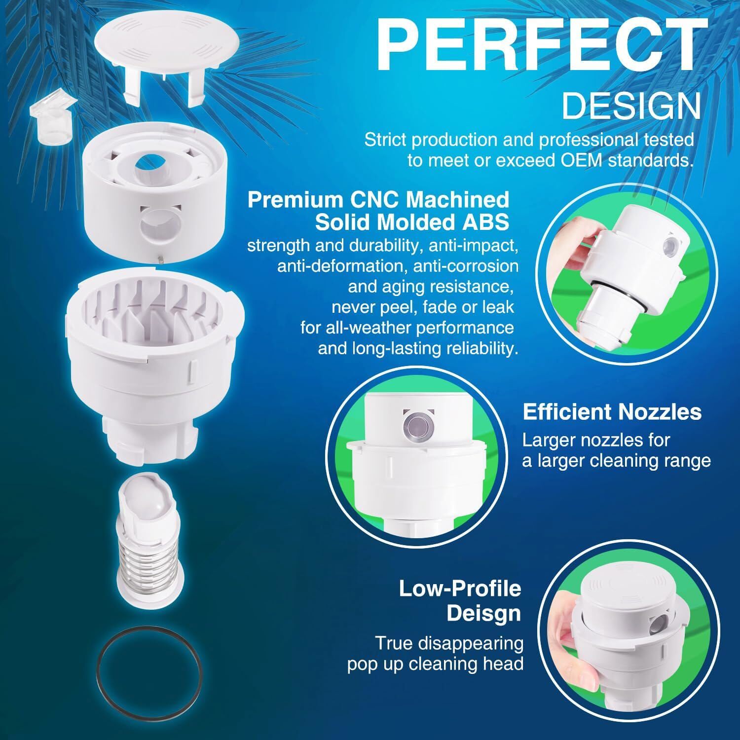 PCC2000 Rotating Pop Up Head Nozzle for Paramount in-Floor Cleaning System White