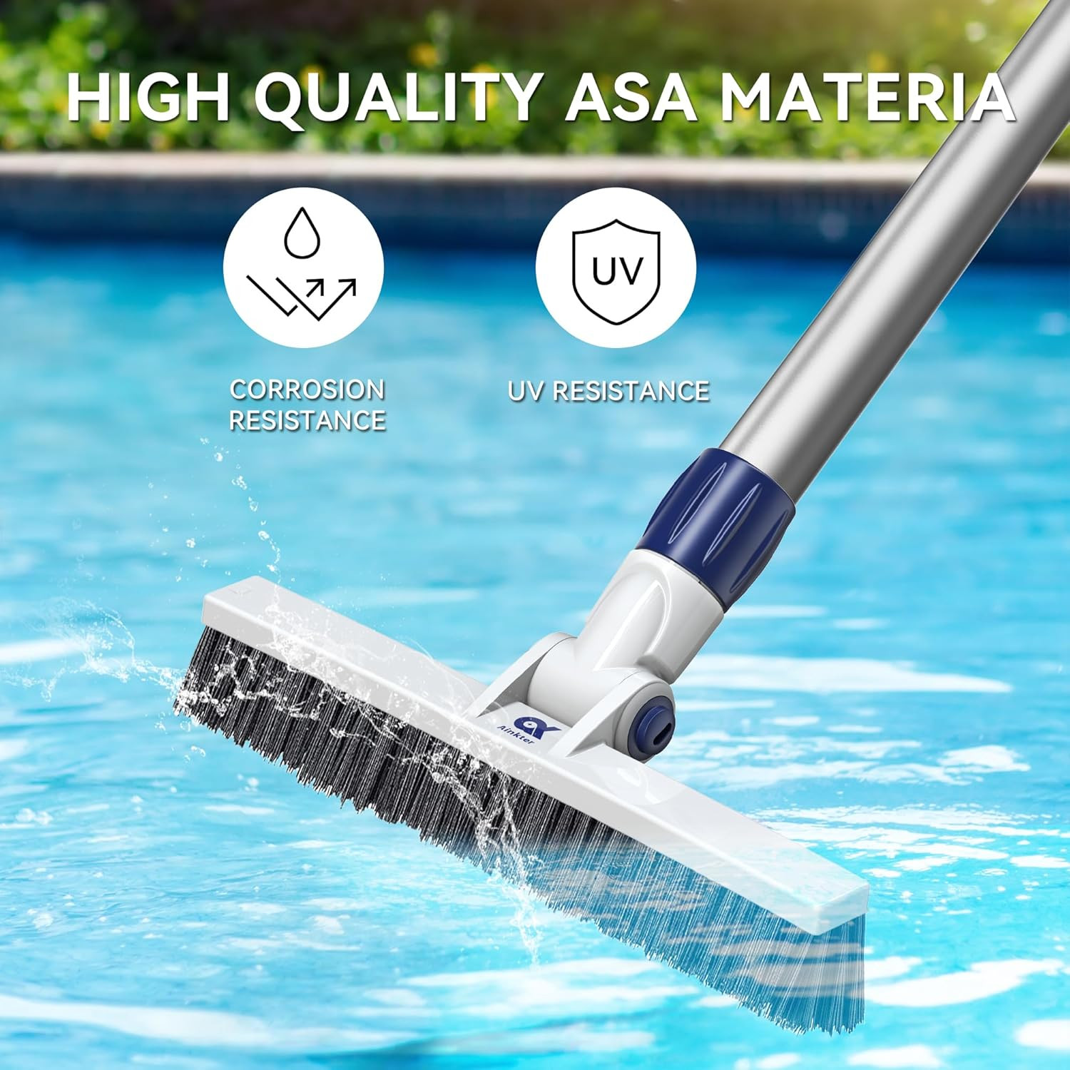 12&Prime; Pool Brush Head for Cleaning Walls Tiles Steps PP Bristles Fits Standard …