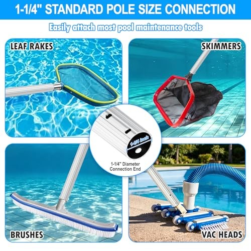 UPGRADED Pool Pole 15 Foot Telescopic Swimming Pool Poles,Telescopic 15 Feet