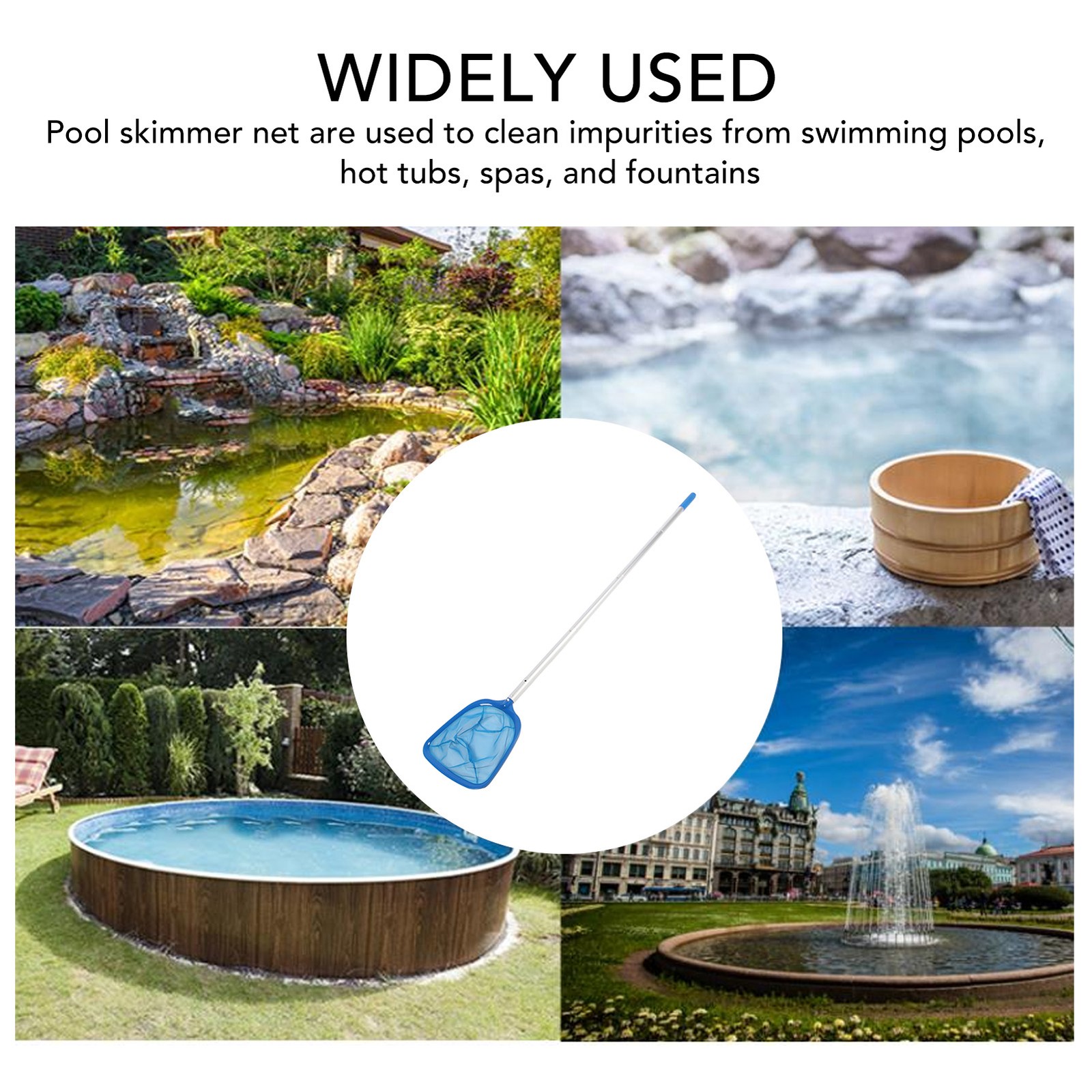 Pool Skimmer Net With Pole Adjustable Length For Quick Cleaning Easy To Use