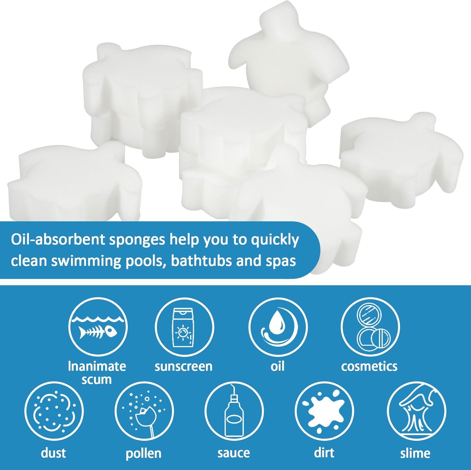 16PCS Pool Scum Sponges Oil Absorber for Hot Tub Spa Swimming Pool Cleaning