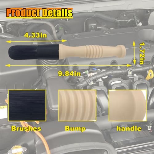Car Parts Washer Brush – Bullet Head Parts Cleaning Brush – Beige