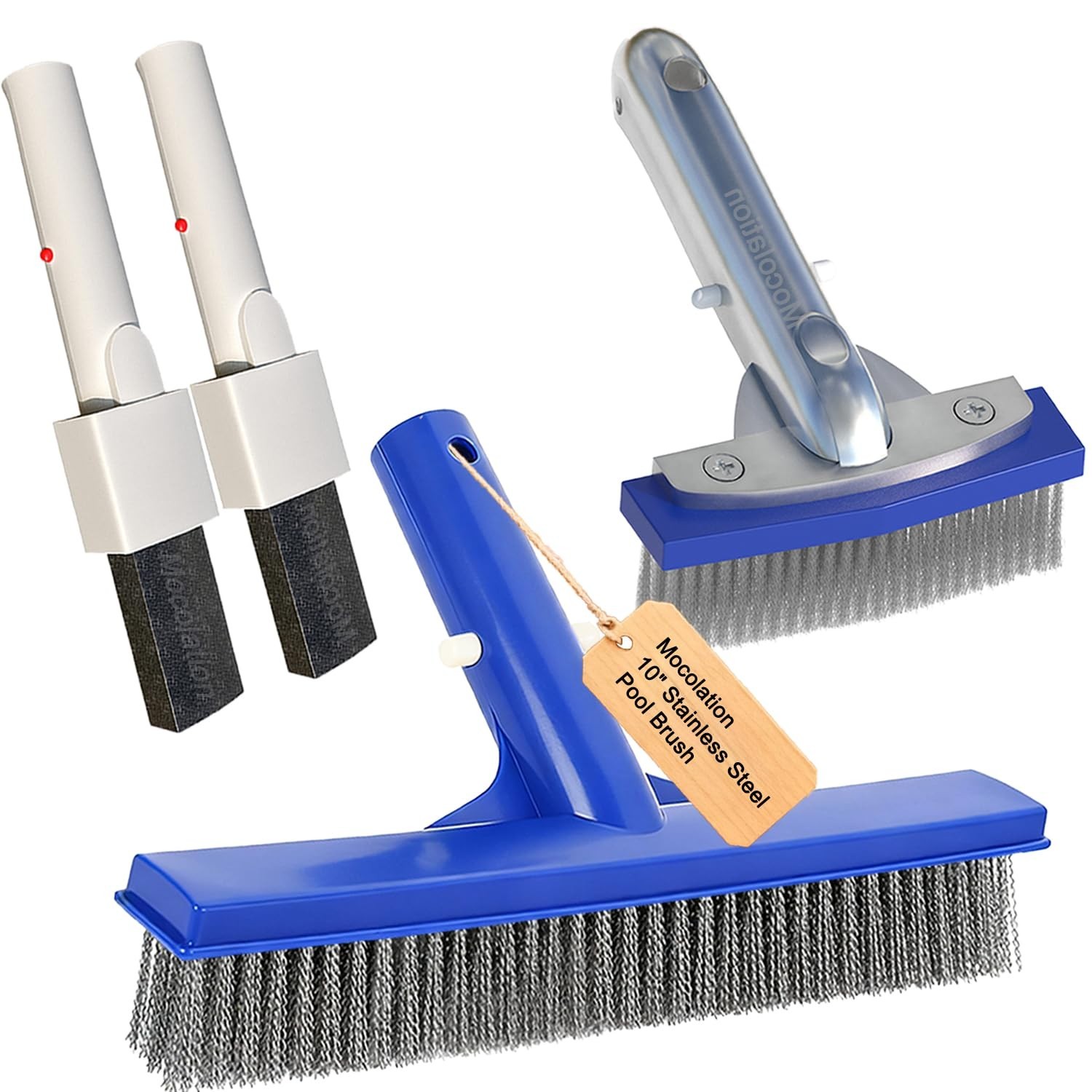 Stainless Steel Pool Brush Set & Pumice Stone for Rust Stains & Calcium Removal