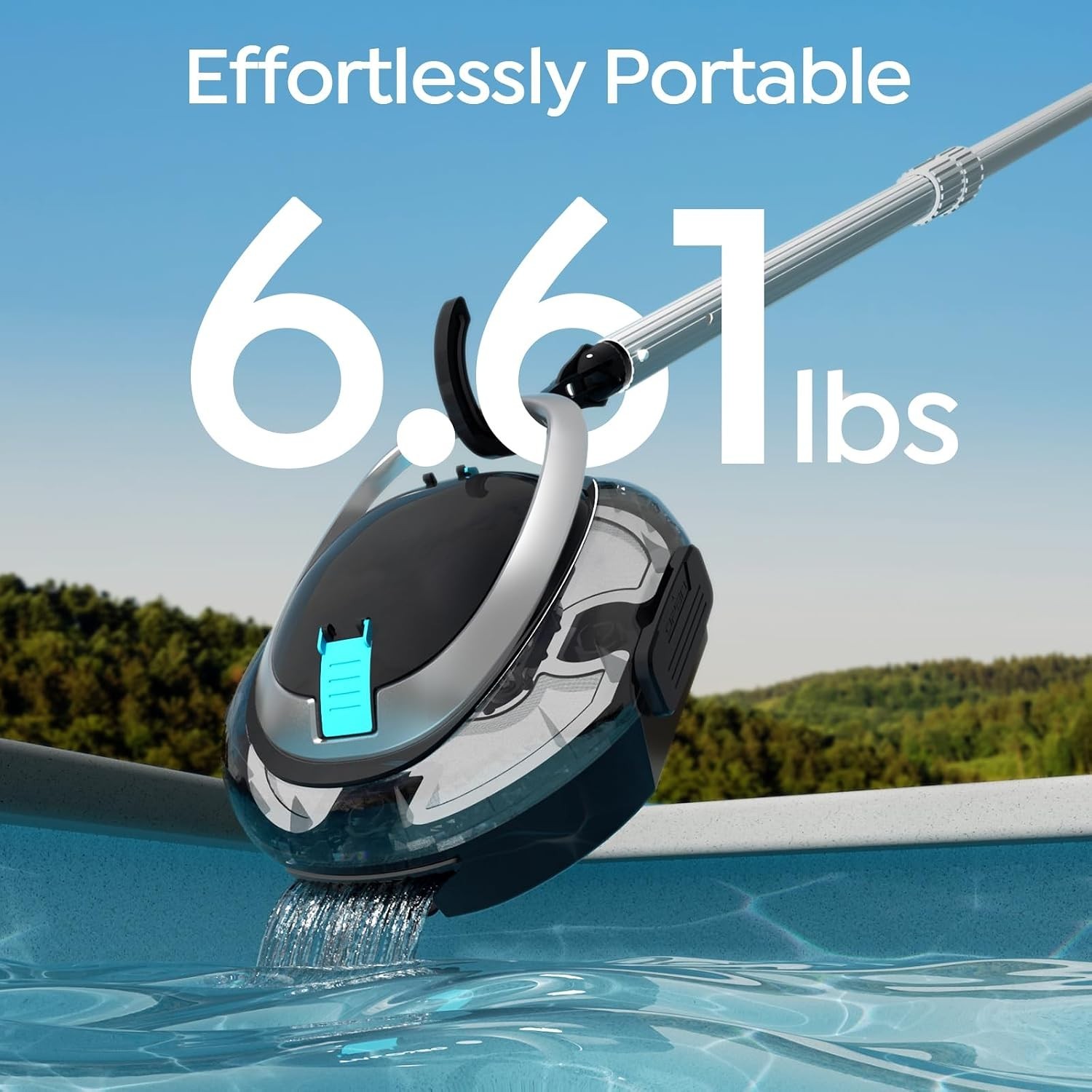 Lightweight Robotic Pool Vacuum with 90-Minute Runtime – Glossy Black Design