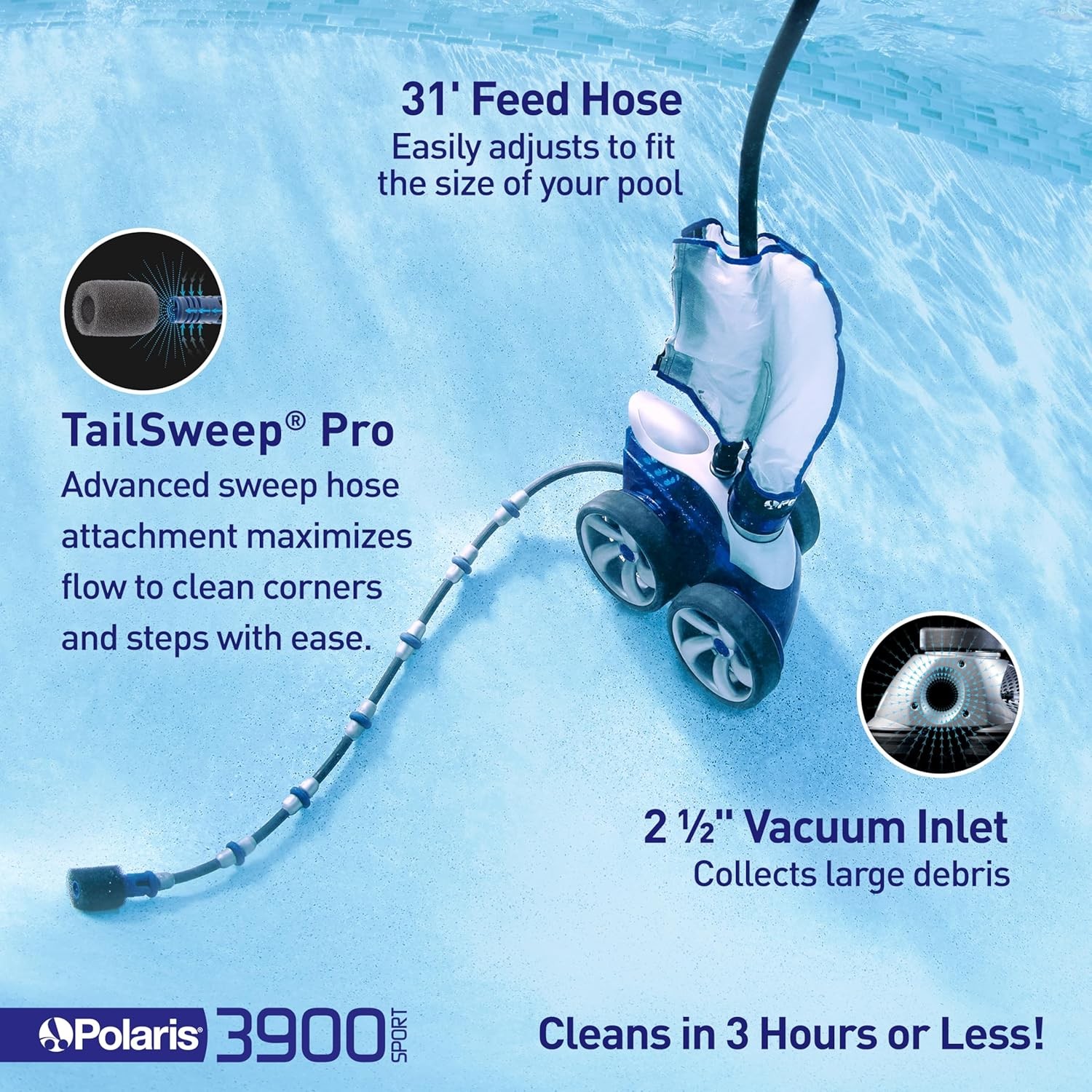 Polaris Vac-Sweep 3900 Sport Pressure Inground Pool Blue, Black, Gray